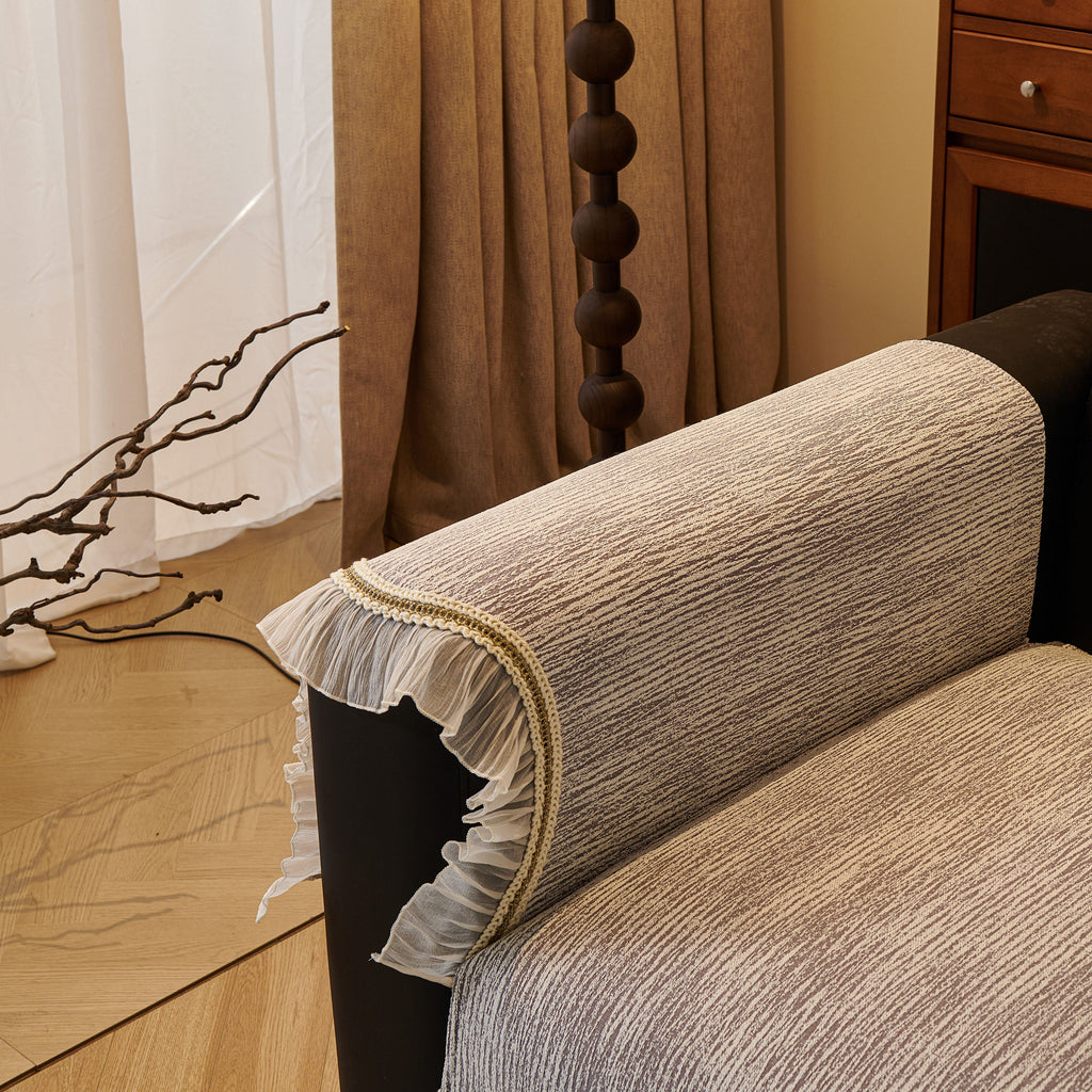 French Vintage Style Couch Cover with Skirt,  Non-Slip Sectional Furniture Covers