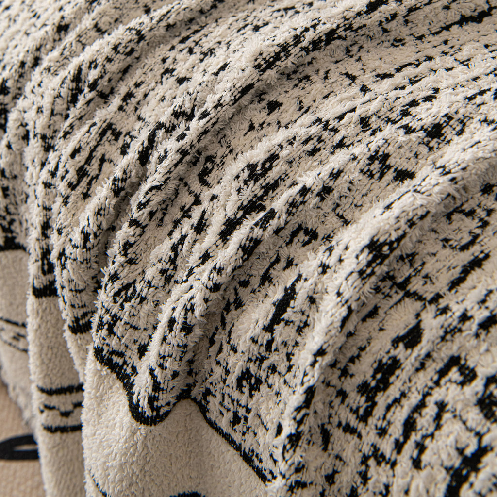 Textured Woven Furniture Protector for Couch, Rustic Farmhouse Sofa Throw Blanket