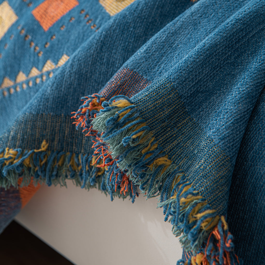 Bohemian Geometric Sofa Throw Cover, Cozy & Protective Ethnic-Inspired Couch Cover