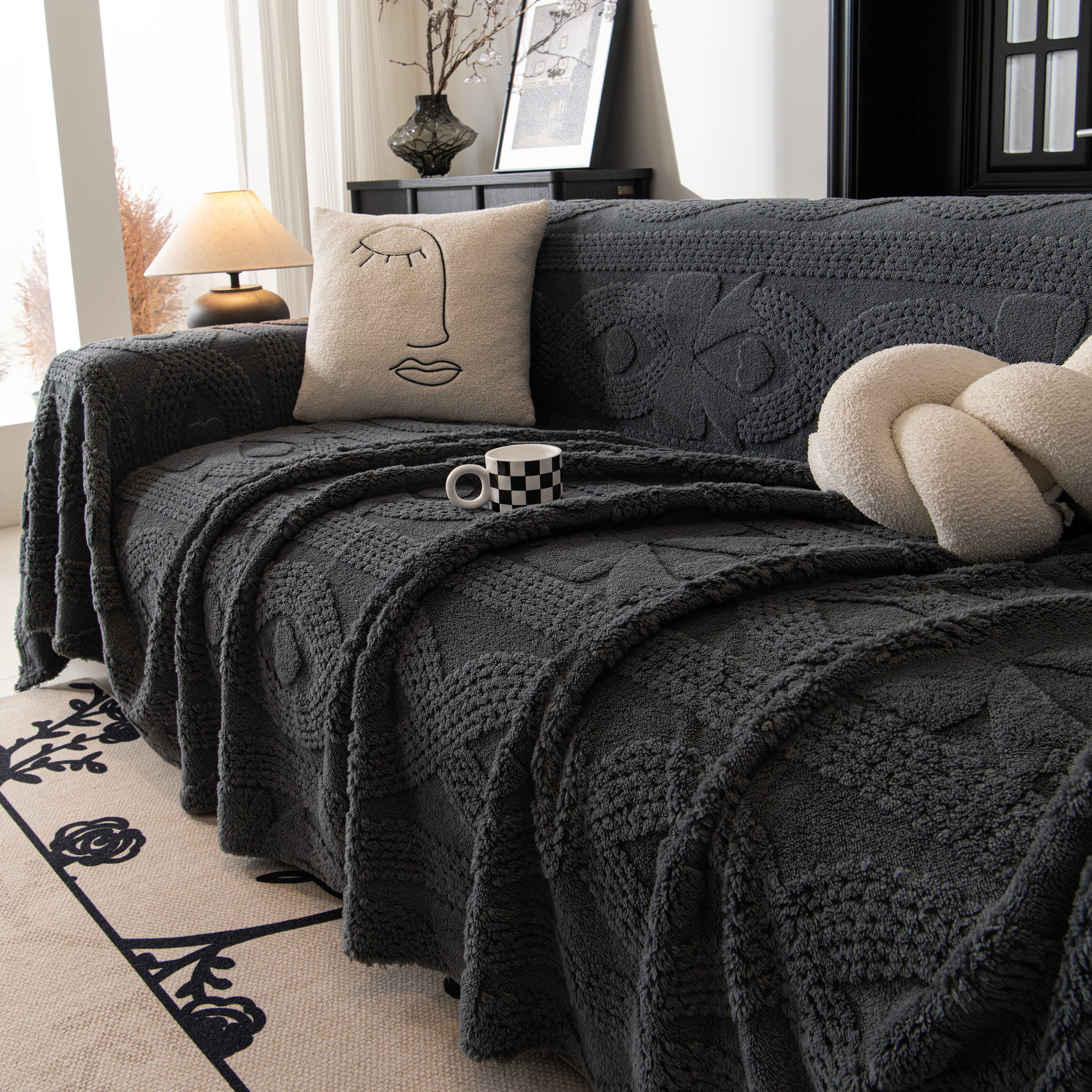 Soft Plush Fleece Throw Blanket for Couch Solid Cute Warm Couch Cover Blanket for Winter