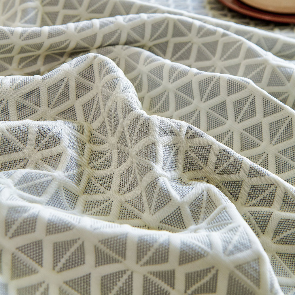 Fresh Geometric Sofa Throw Cover, Modern Textured Breathable Couch Protector Blanket