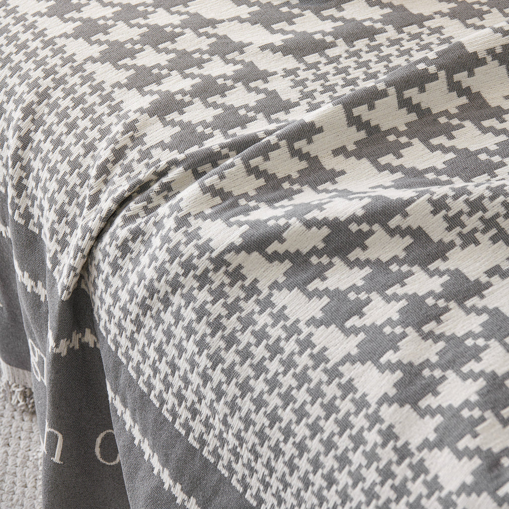 Chenille Houndstooth Couch Cover, Chaise Lounge Blanket Cover, Sectional Couch Scratch Protector