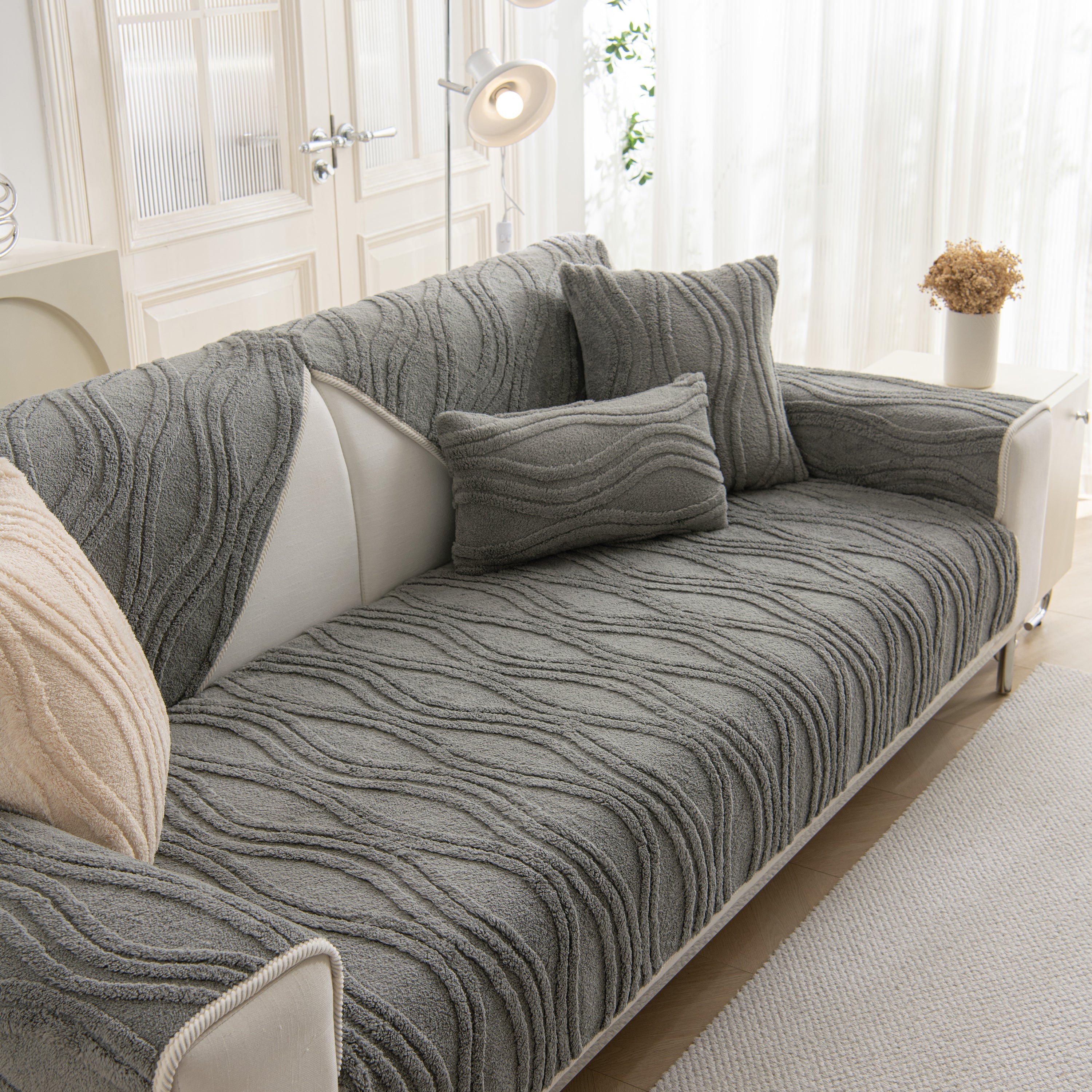 Winter Thickened Non-slip Blanket, Three-Dimensional Embossed Cotton Velvet Sofa Cover