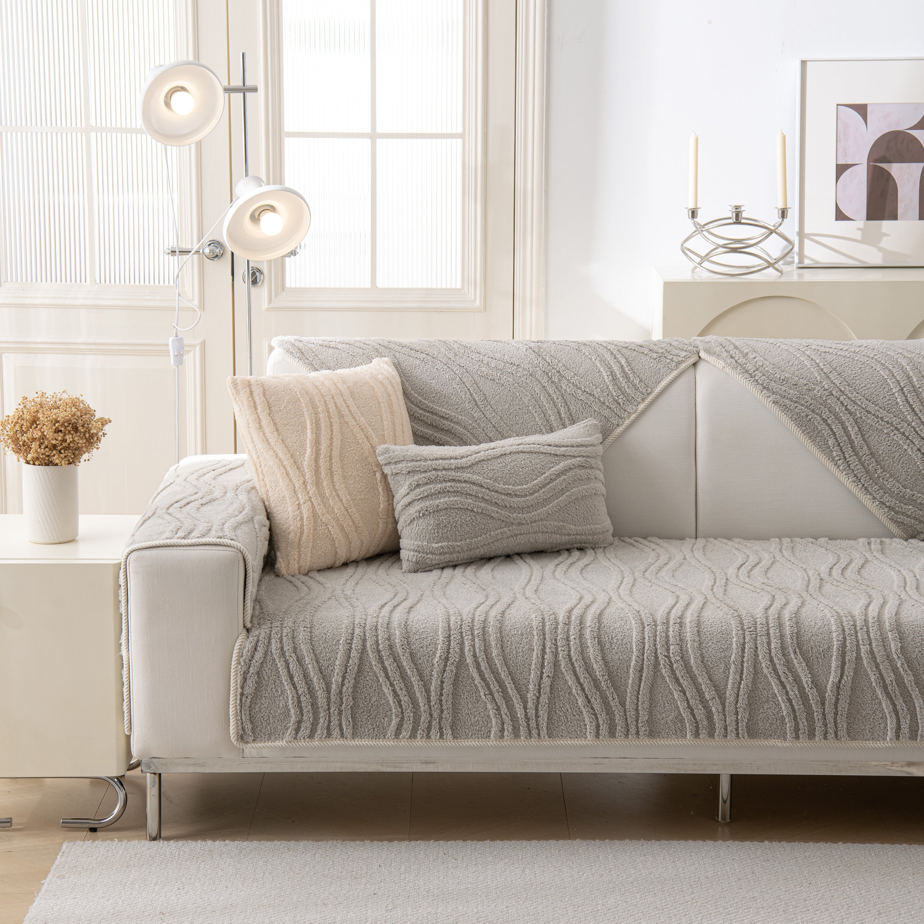 Winter Thickened Non-slip Blanket, Three-Dimensional Embossed Cotton Velvet Sofa Cover