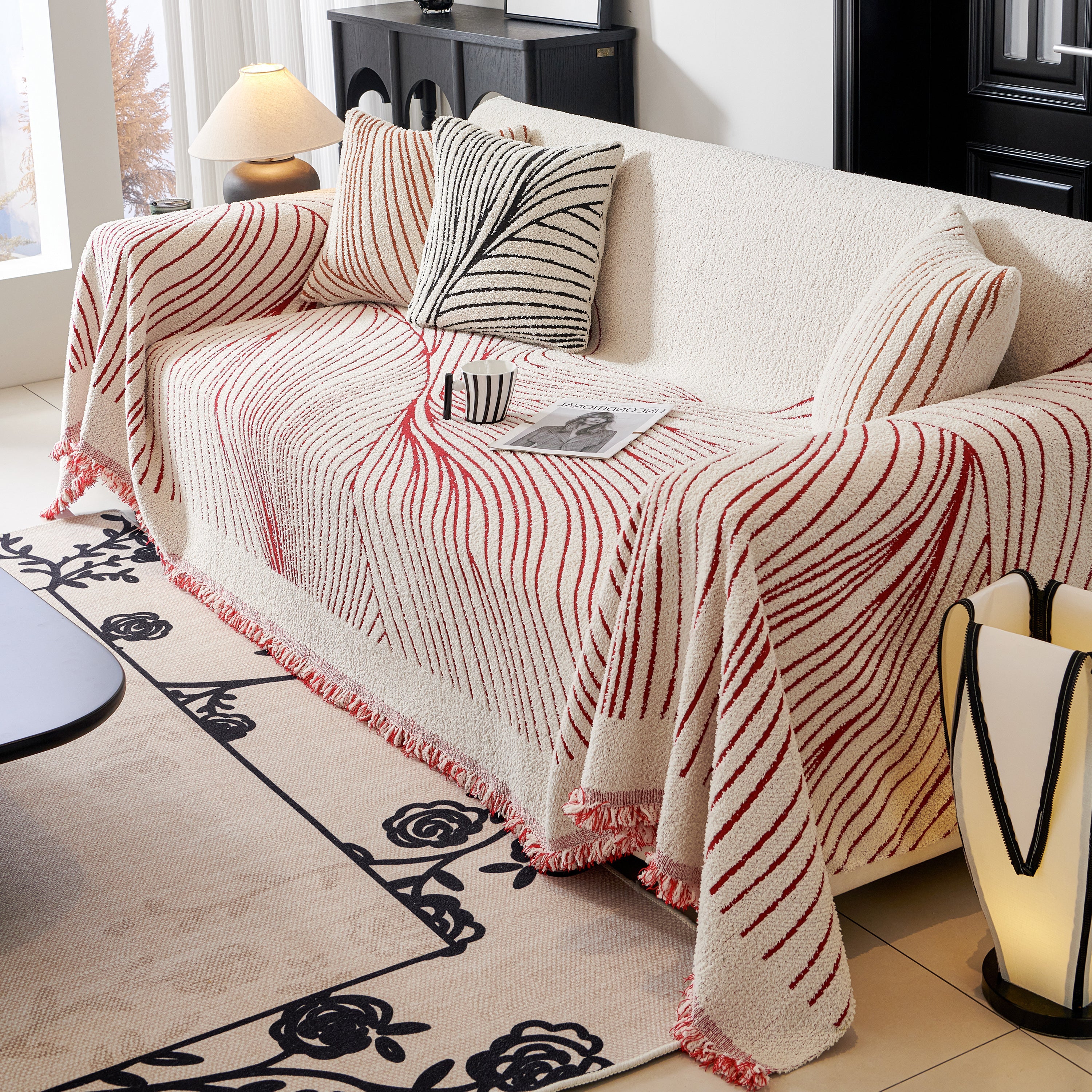 Cozy Striped Sofa Throw Blanket L Shaped Sectional Couch Covers Luxury Throws for Sofas