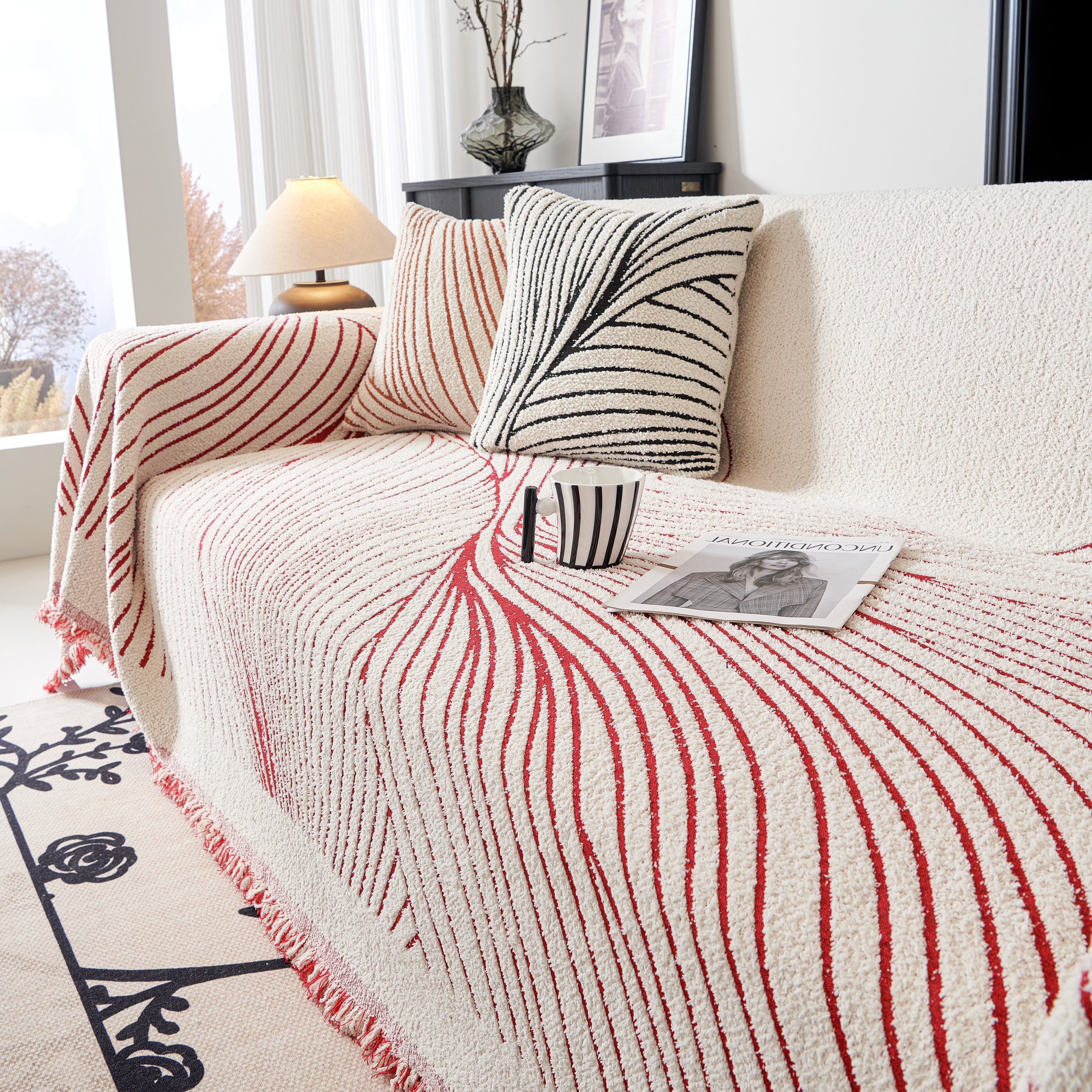 Cozy Striped Sofa Throw Blanket L Shaped Sectional Couch Covers Luxury Throws for Sofas