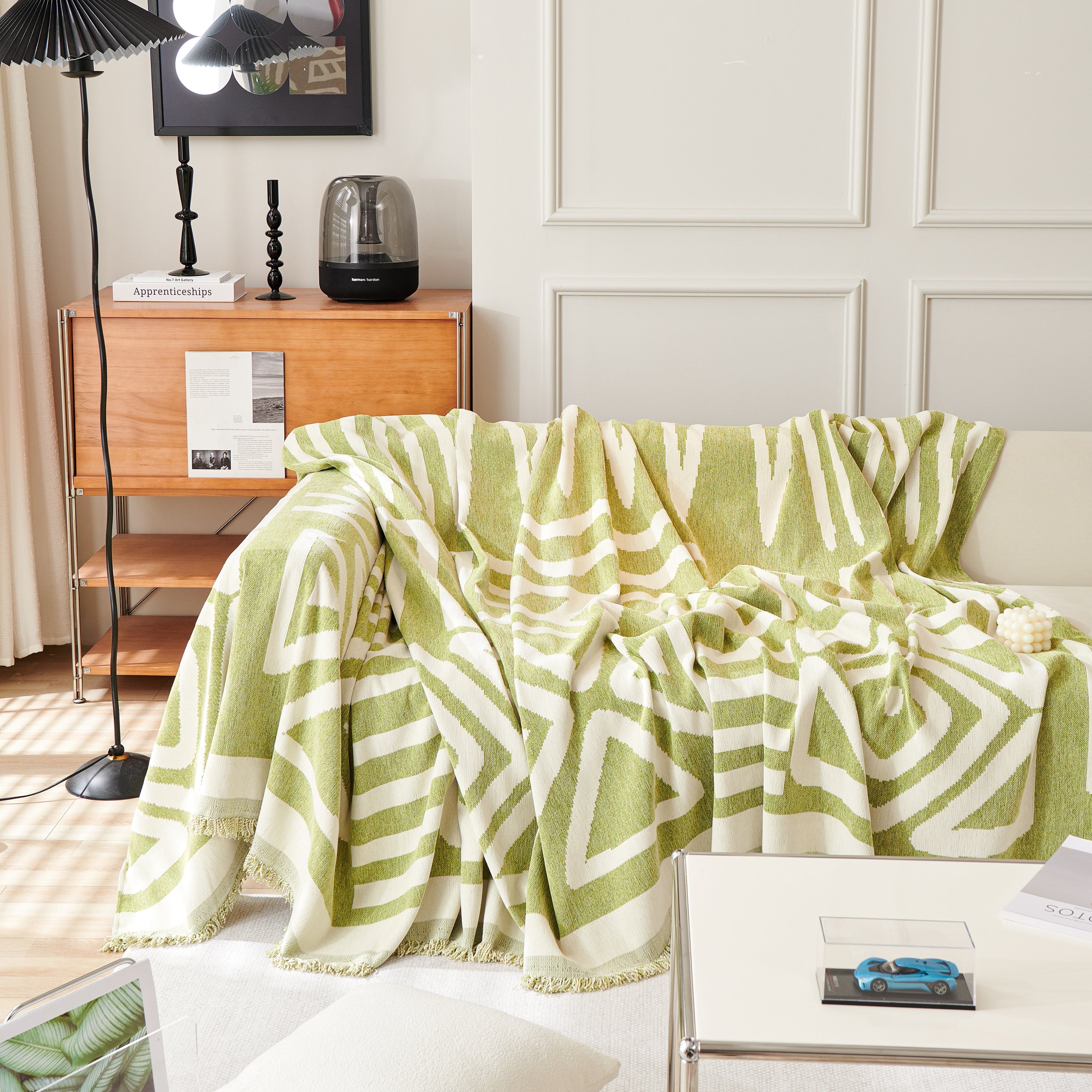 Chenille Geometric Sofa Throw Blanket, Boho Washable Furniture Throw Covers for Sofa