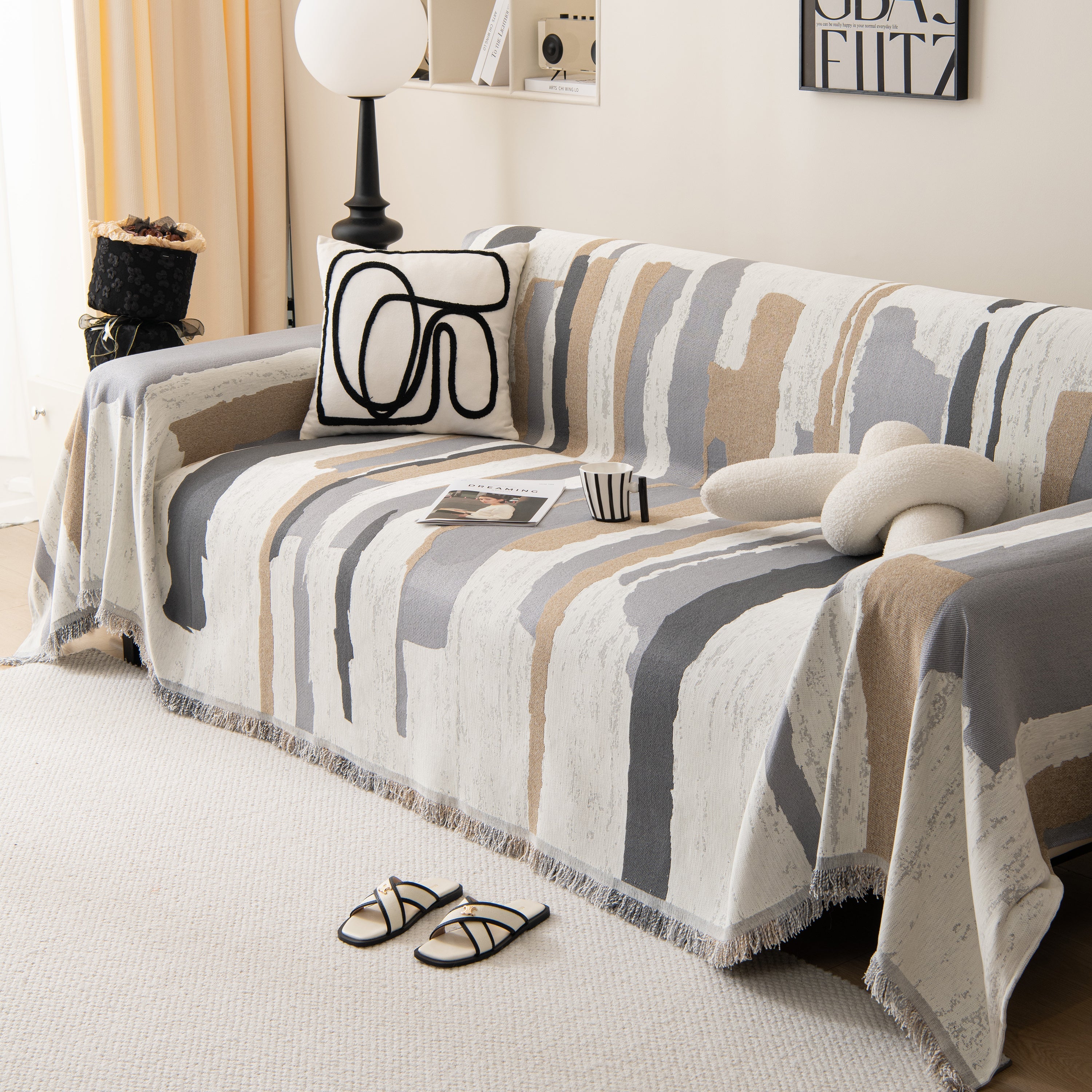 Colorful Chenille Sofa Throw Cover, Fashionable Soft Washable Couch Protector, Sectional Sofa Covers