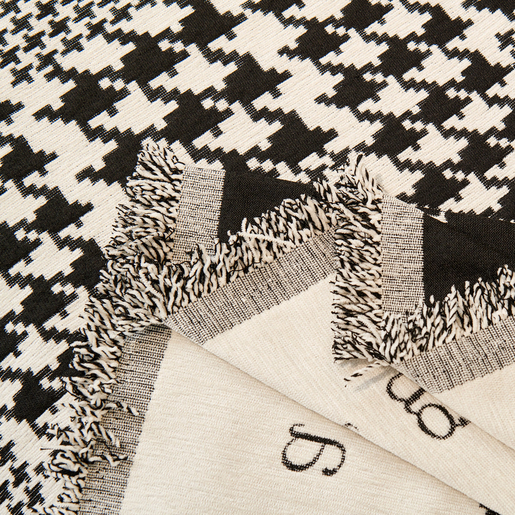Chenille Houndstooth Couch Cover, Chaise Lounge Blanket Cover, Sectional Couch Scratch Protector