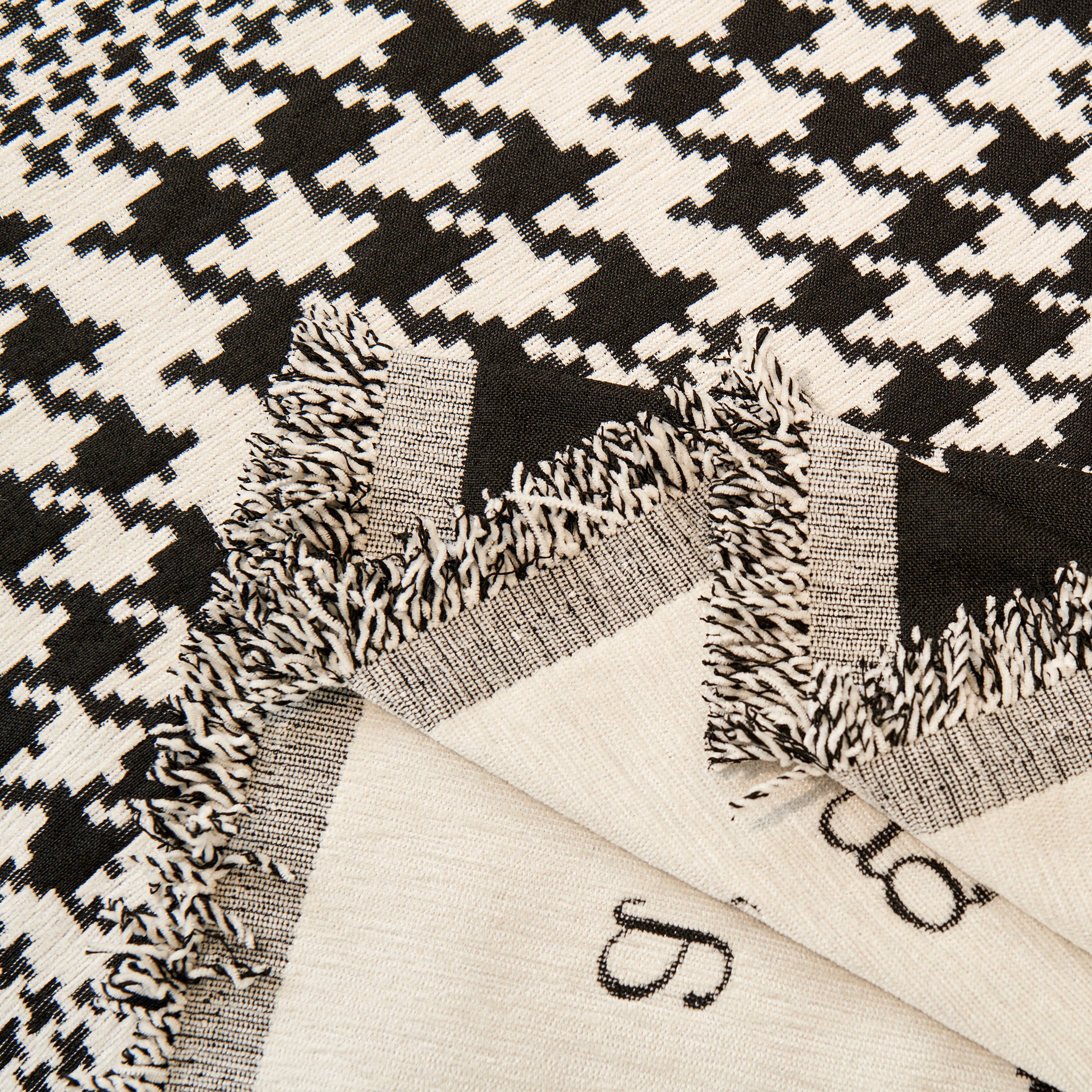 Chenille Houndstooth Couch Cover, Chaise Lounge Blanket Cover, Sectional Couch Scratch Protector