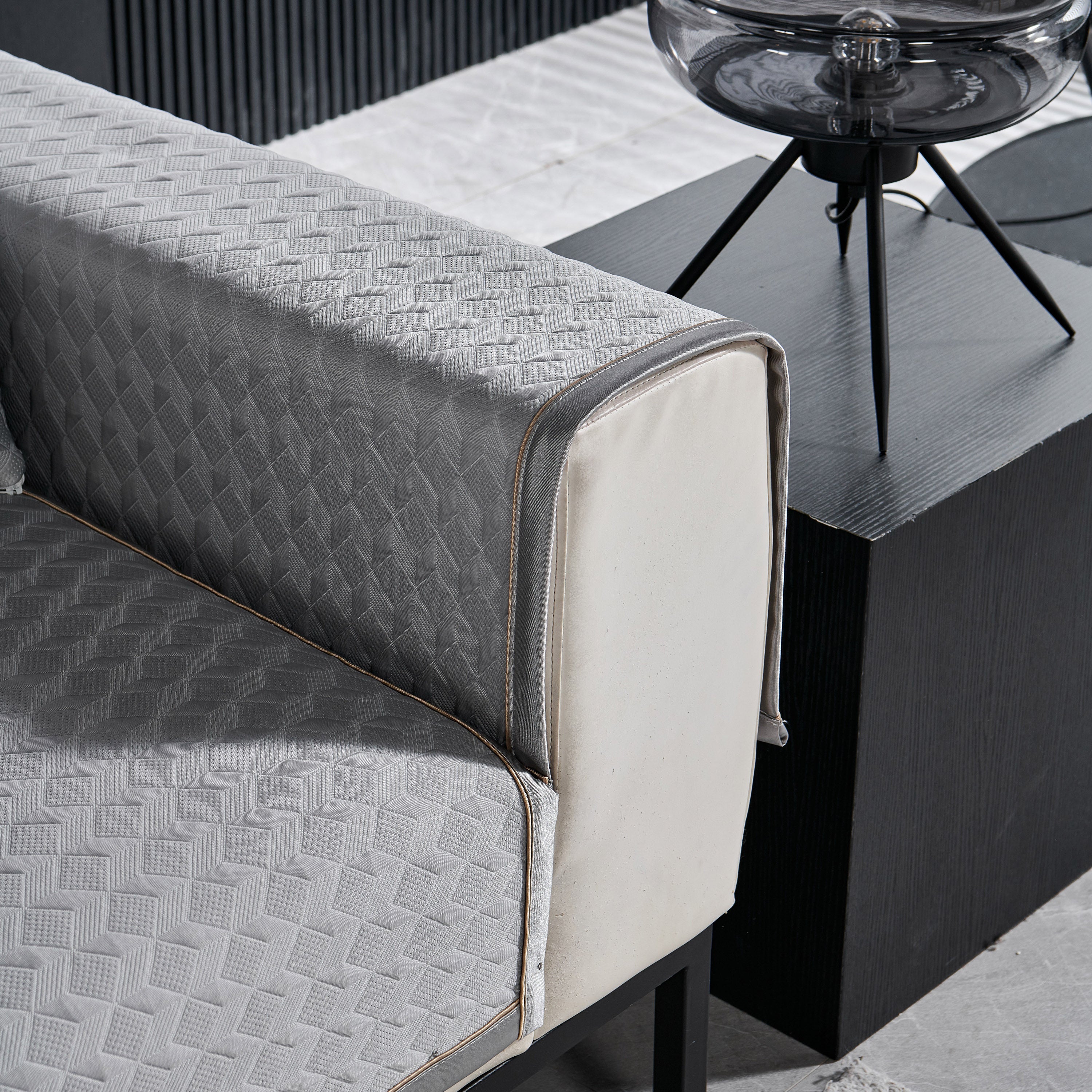 Geometric 3D Sofa Cover, Non-Slip Couch Protector for Seat, Backrest & Armrest