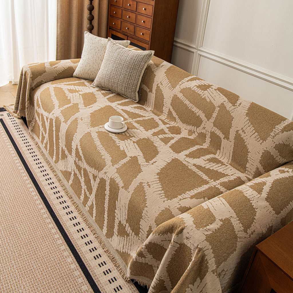 Modern Chenille Bold Abstract Pattern Sofa Cover, Artistic Decorative Furniture Cover