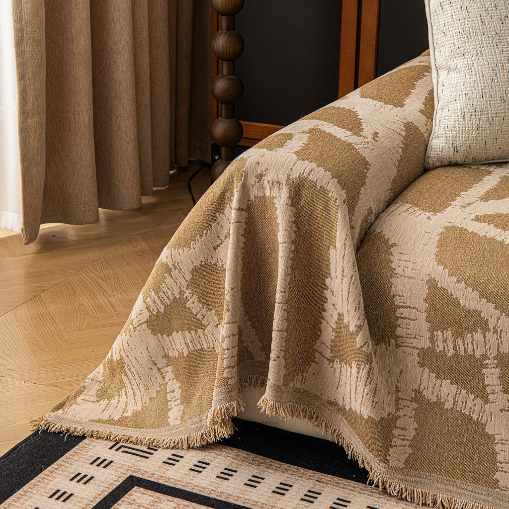 Modern Chenille Bold Abstract Pattern Sofa Cover, Artistic Decorative Furniture Cover