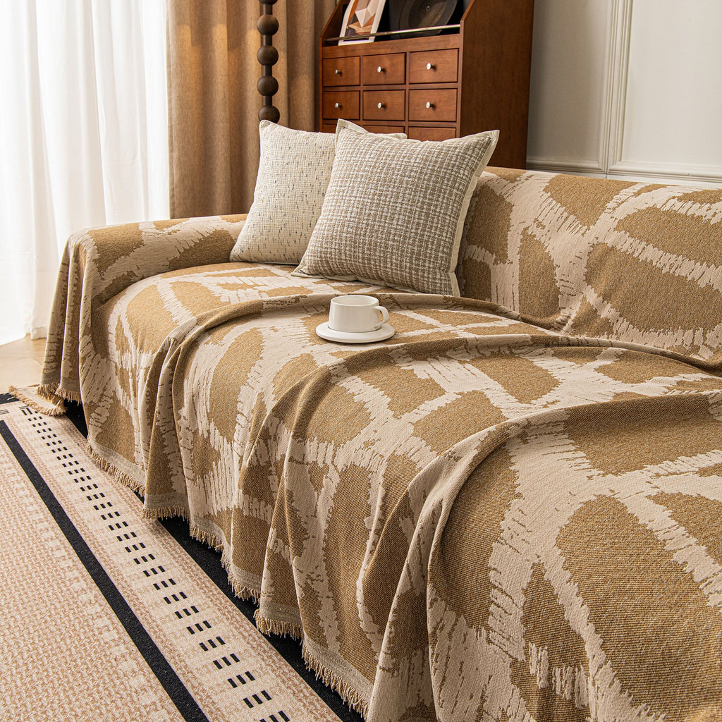 Modern Chenille Bold Abstract Pattern Sofa Cover, Artistic Decorative Furniture Cover