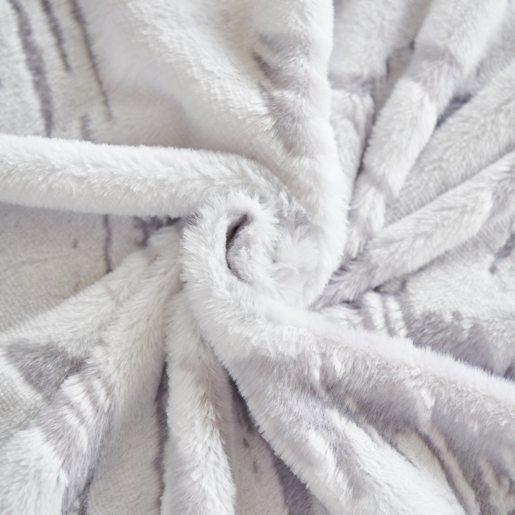 Plush Faux Fur Warm Sofa Cover with Waves Jacquard Textured Throw Blankets for Couch