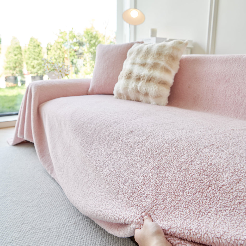 Thick Sherpa Fleece Sofa Protector Cover Stylish Durable Slipcovers for Couches and Chairs
