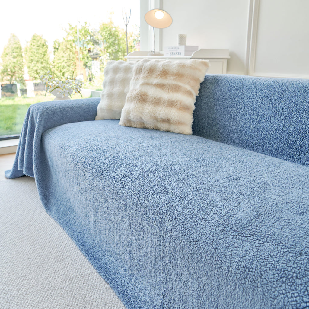 Thick Sherpa Fleece Sofa Protector Cover Stylish Durable Slipcovers for Couches and Chairs