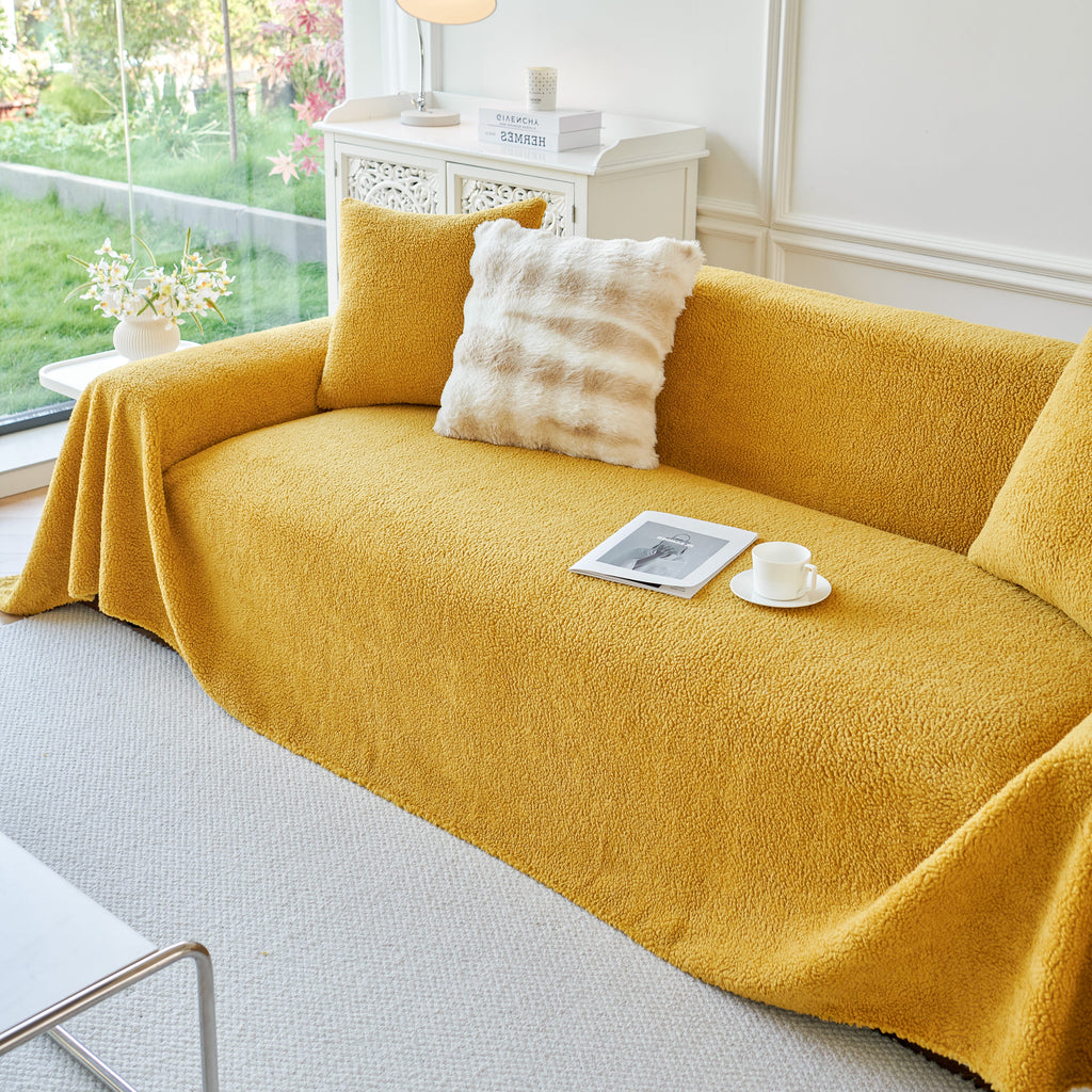 Thick Sherpa Fleece Sofa Protector Cover Stylish Durable Slipcovers for Couches and Chairs