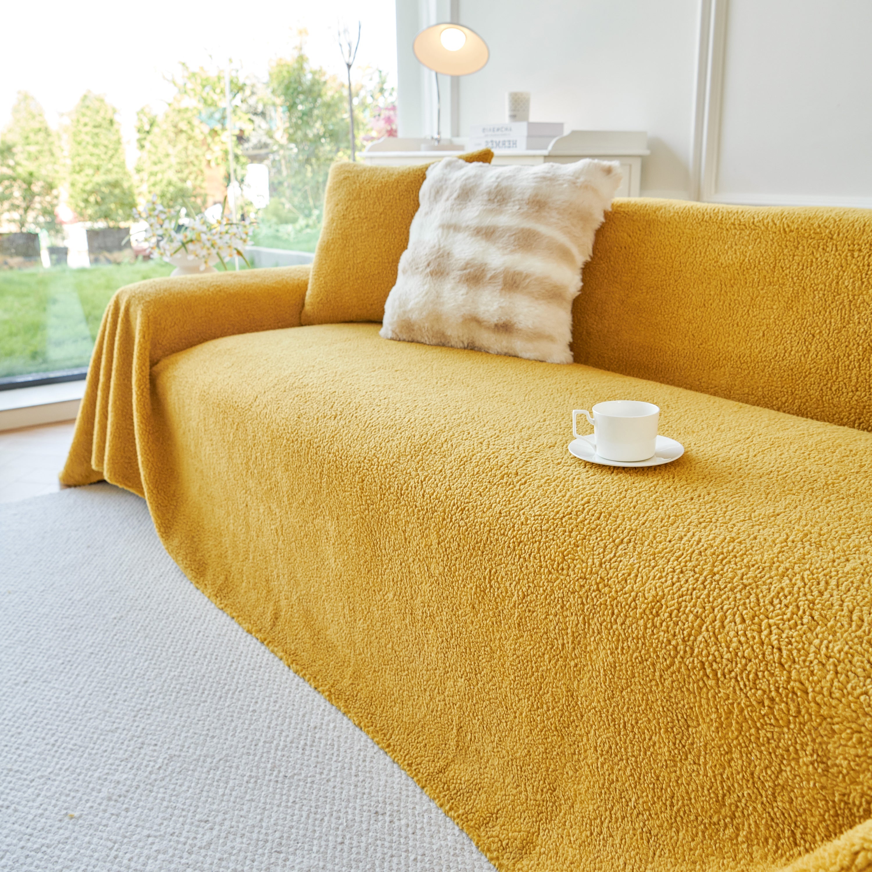 Thick Sherpa Fleece Sofa Protector Cover Stylish Durable Slipcovers for Couches and Chairs