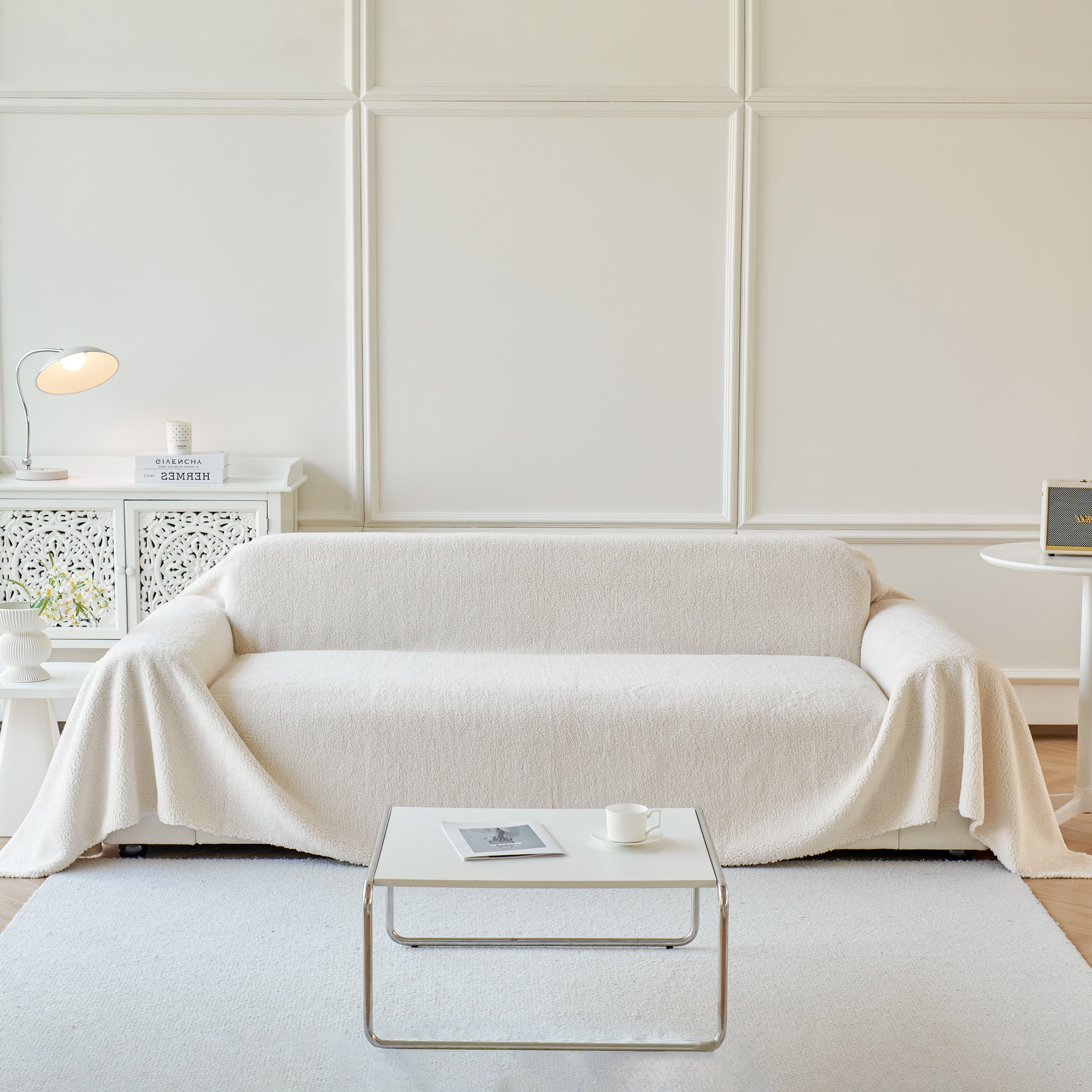 Thick Sherpa Fleece Sofa Protector Cover Stylish Durable Slipcovers for Couches and Chairs