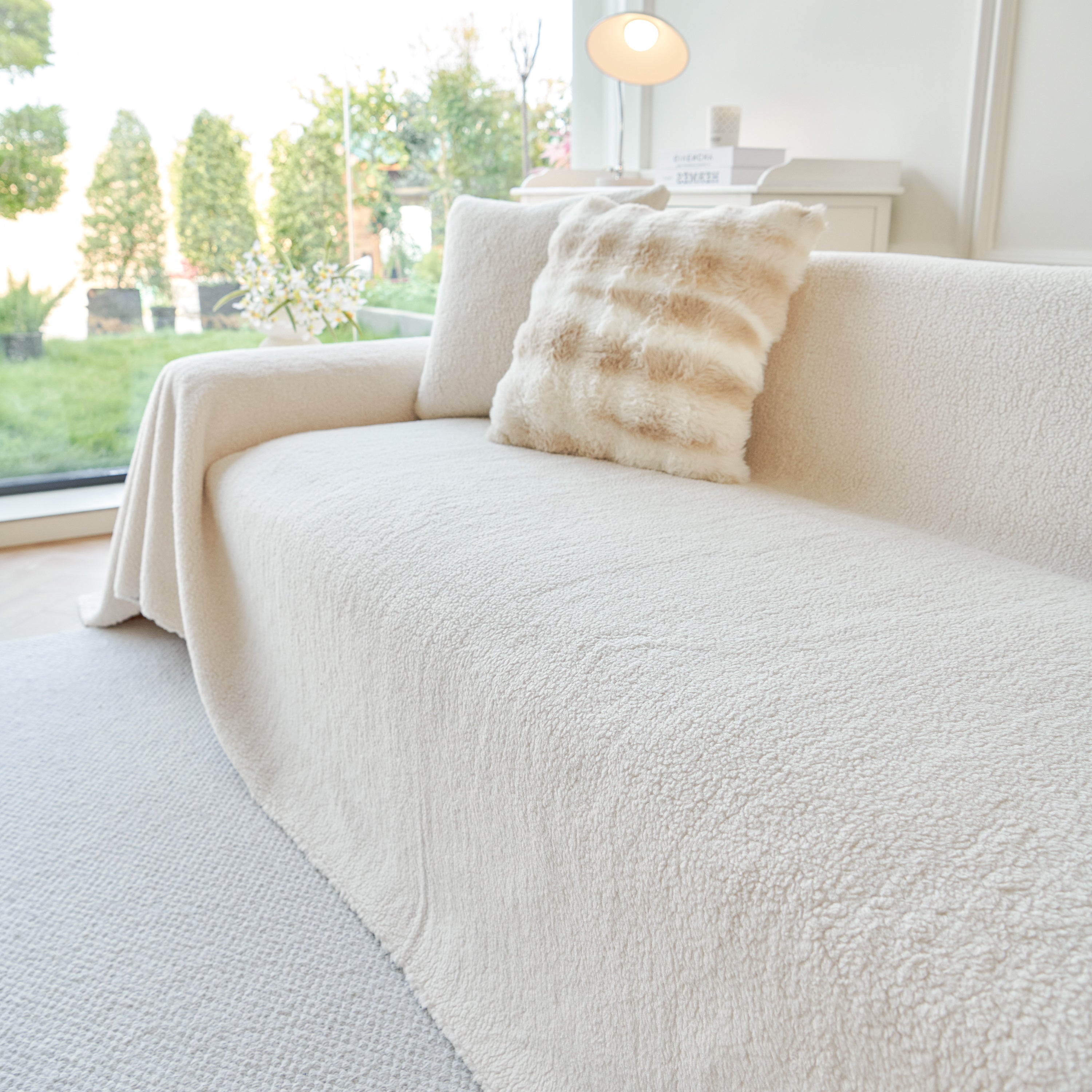 Thick Sherpa Fleece Sofa Protector Cover Stylish Durable Slipcovers for Couches and Chairs