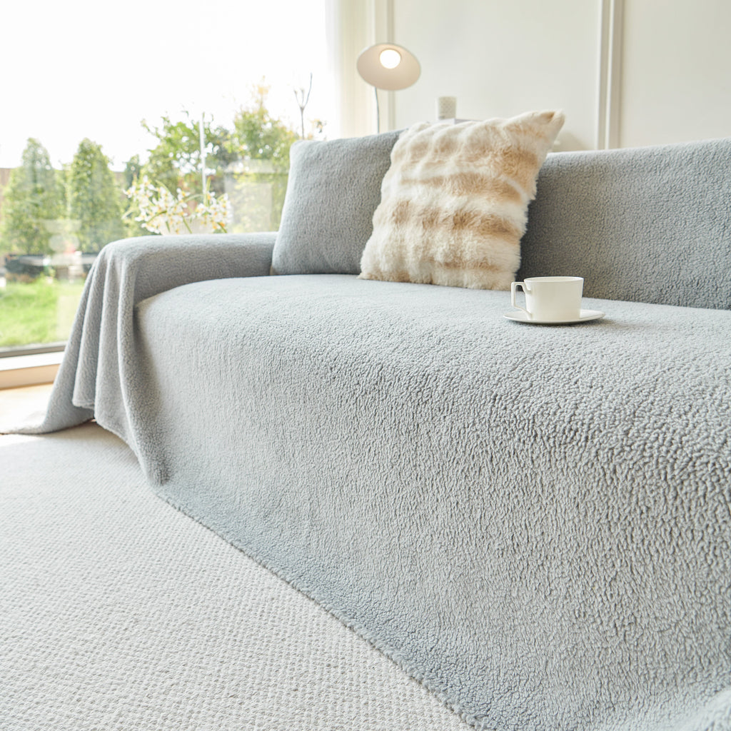 Thick Sherpa Fleece Sofa Protector Cover Stylish Durable Slipcovers for Couches and Chairs