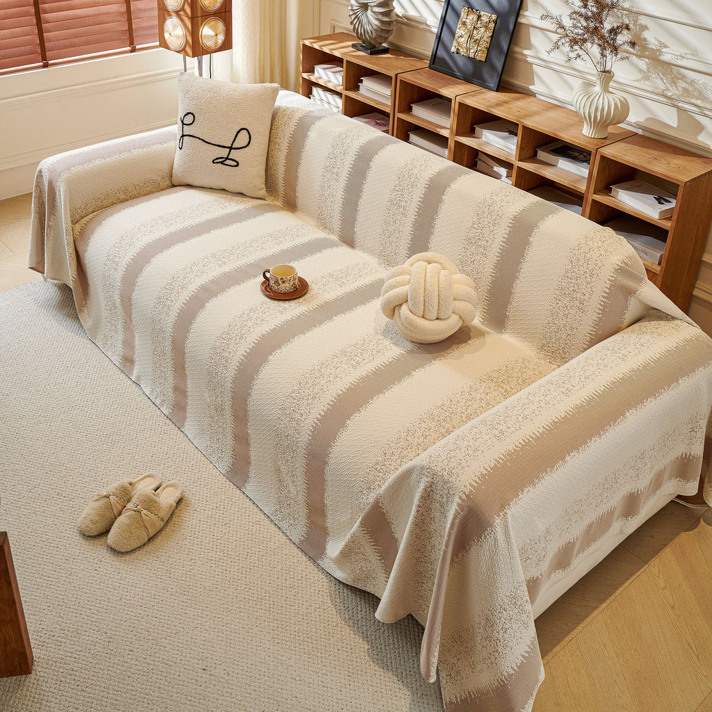 Modern Striped Sofa Throw Blanket, Lightweight Couch Cover for Summer Seating