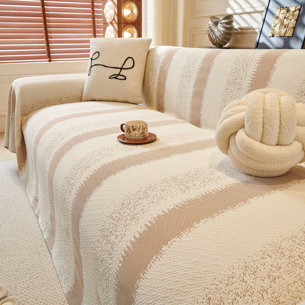Modern Striped Sofa Throw Blanket, Lightweight Couch Cover for Summer Seating