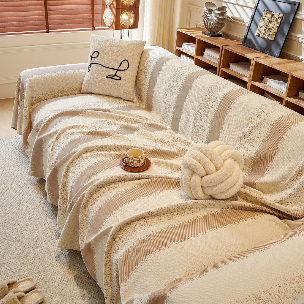 Modern Striped Sofa Throw Blanket, Lightweight Couch Cover for Summer Seating