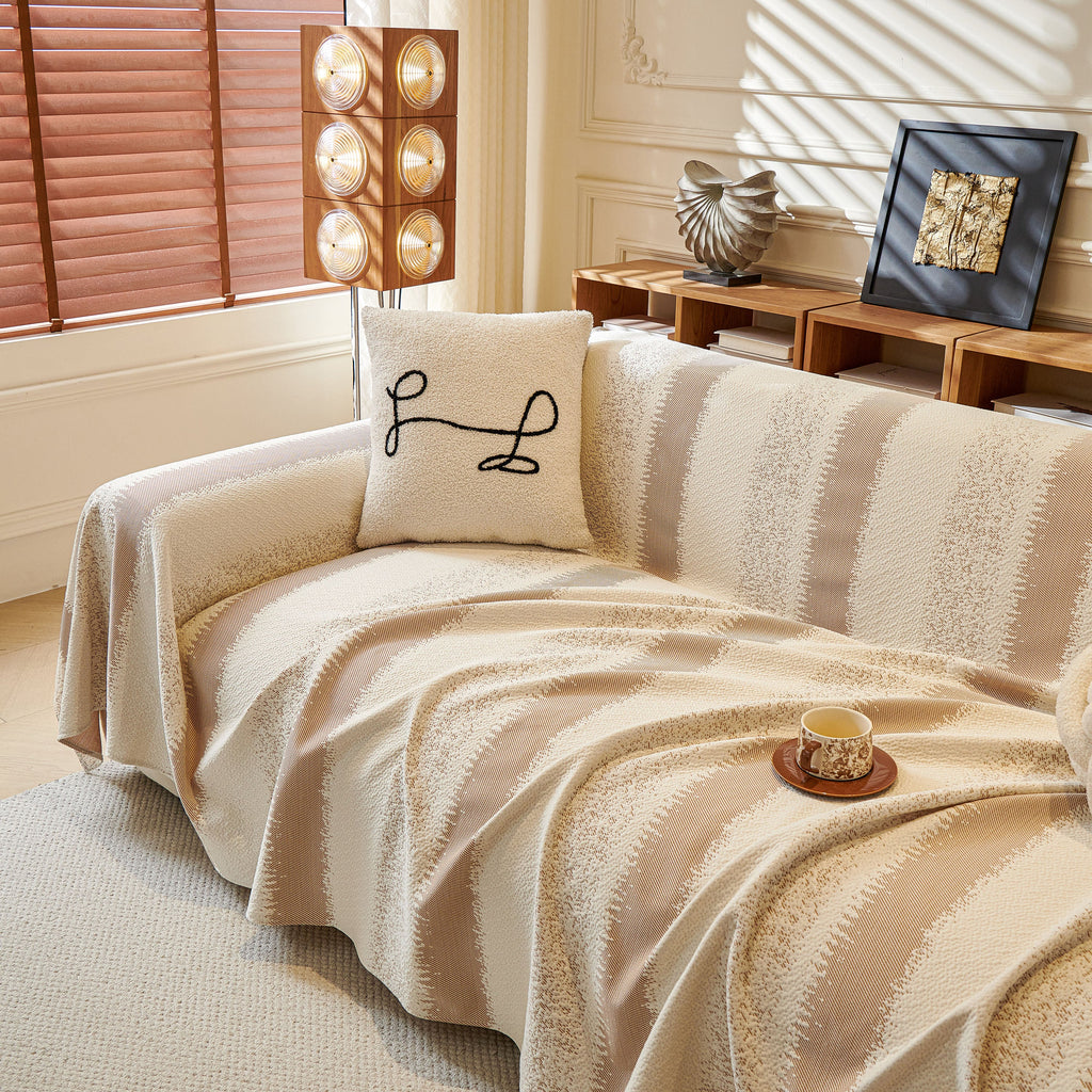 Modern Striped Sofa Throw Blanket, Lightweight Couch Cover for Summer Seating