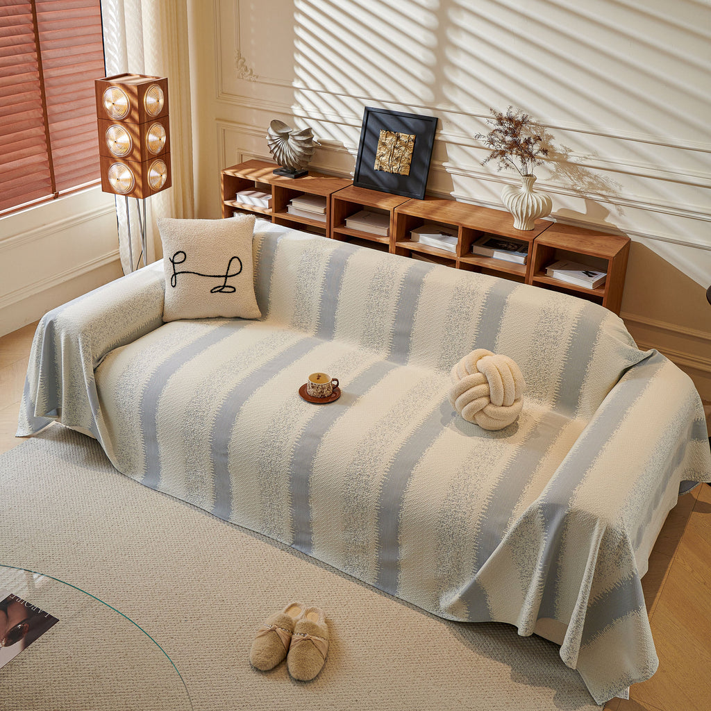 Modern Striped Sofa Throw Blanket, Lightweight Couch Cover for Summer Seating