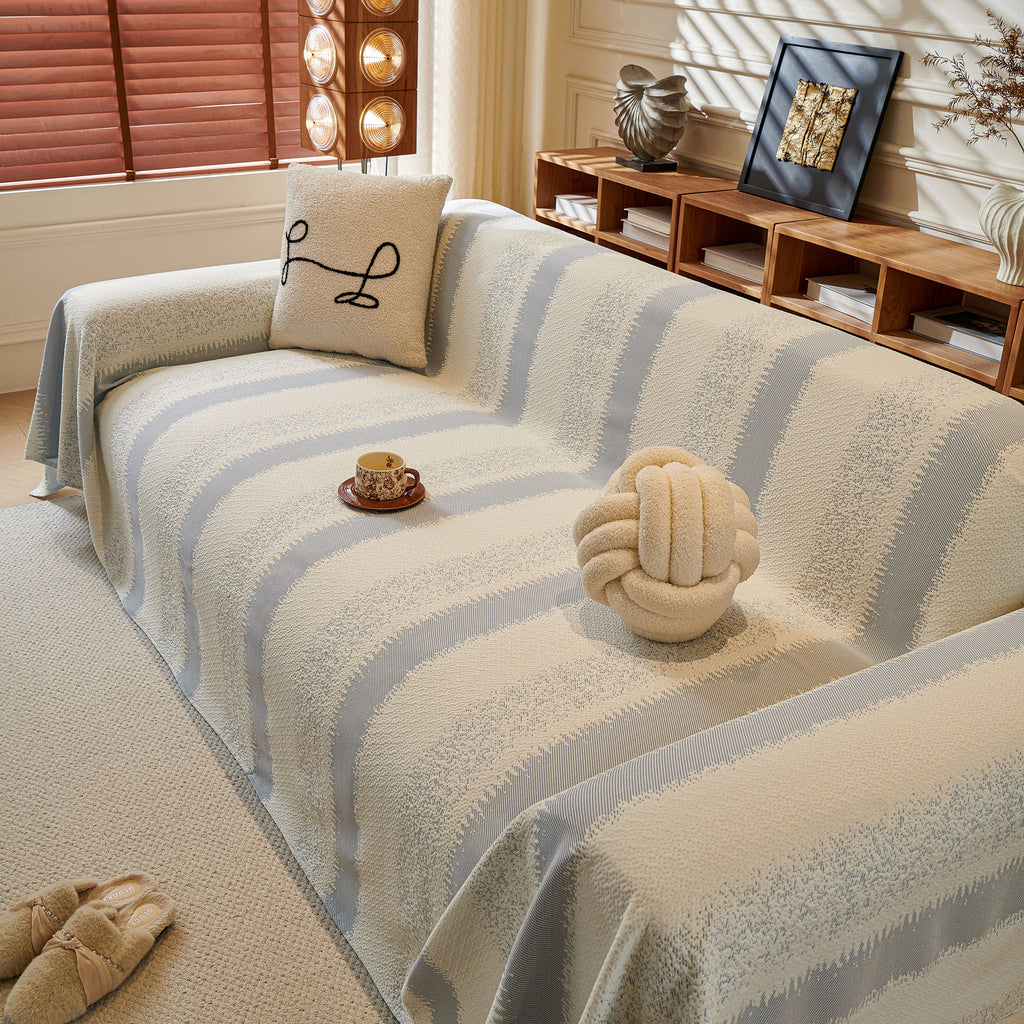 Modern Striped Sofa Throw Blanket, Lightweight Couch Cover for Summer Seating