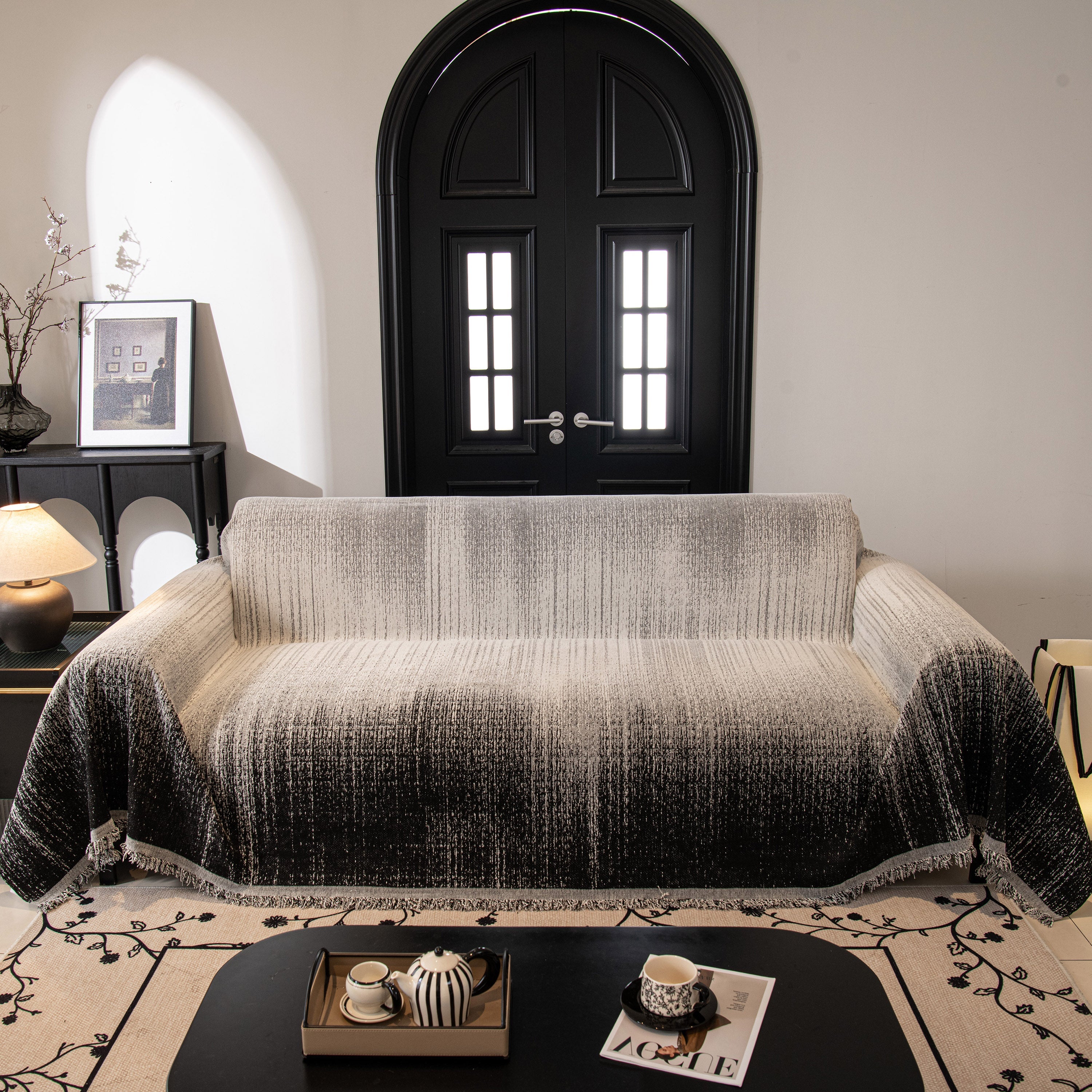 Modern Textured Sofa Cover Blanket, Tightly Woven Pet Sofa Throw for Sectional Couches