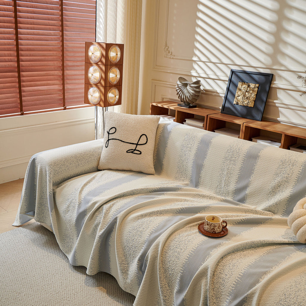 Modern Striped Sofa Throw Blanket, Lightweight Couch Cover for Summer Seating