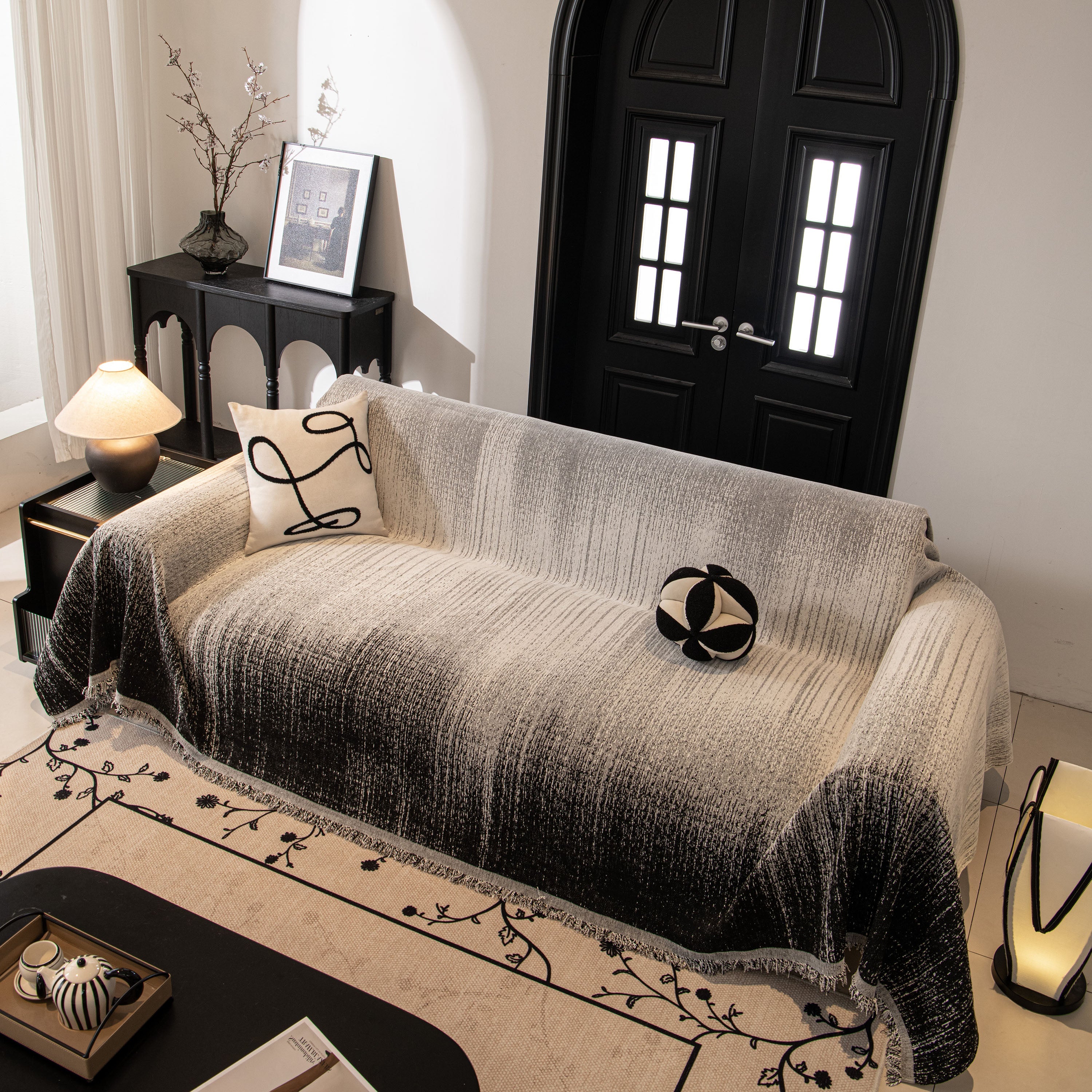 Modern Textured Sofa Cover Blanket, Tightly Woven Pet Sofa Throw for Sectional Couches