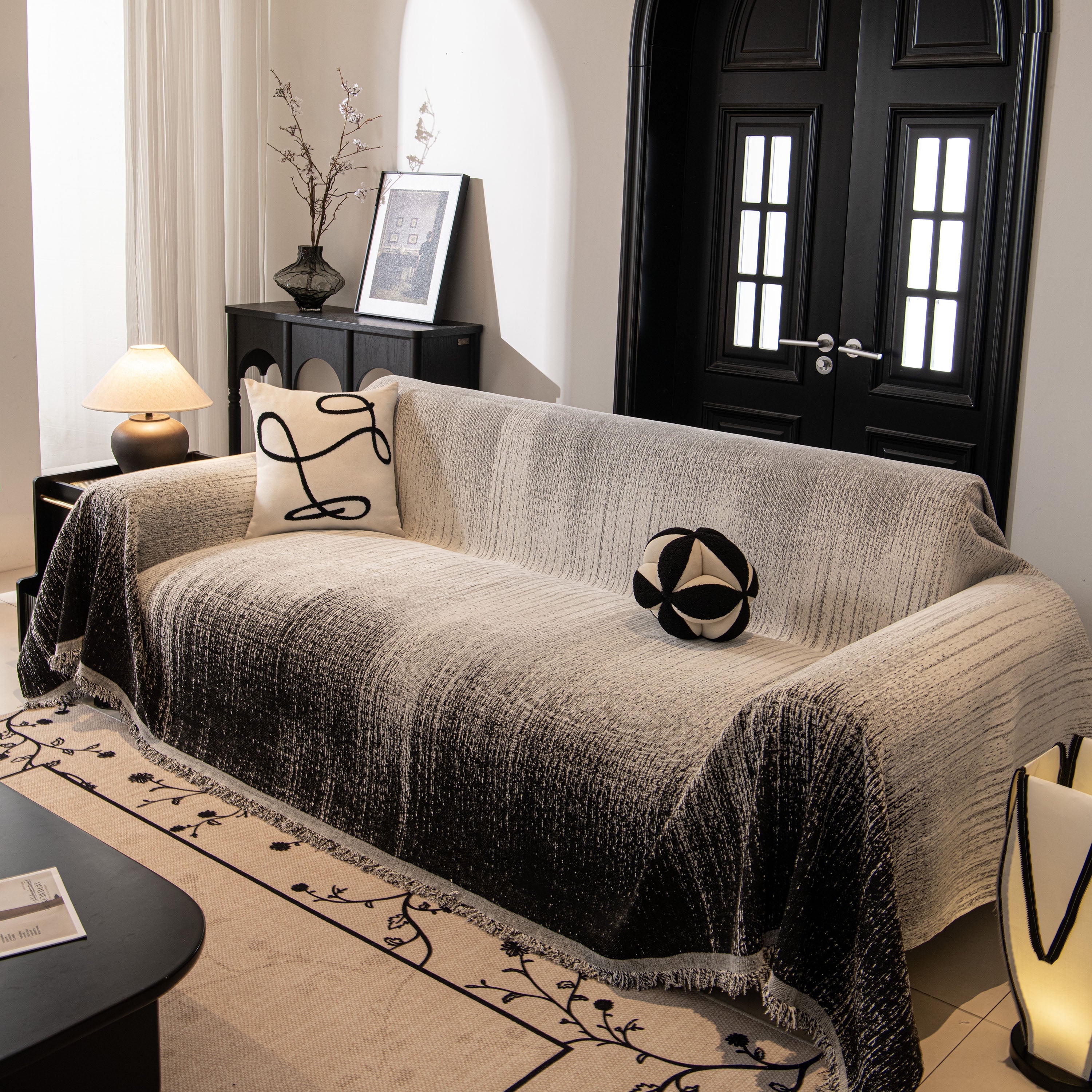 Modern Textured Sofa Cover Blanket, Tightly Woven Pet Sofa Throw for Sectional Couches