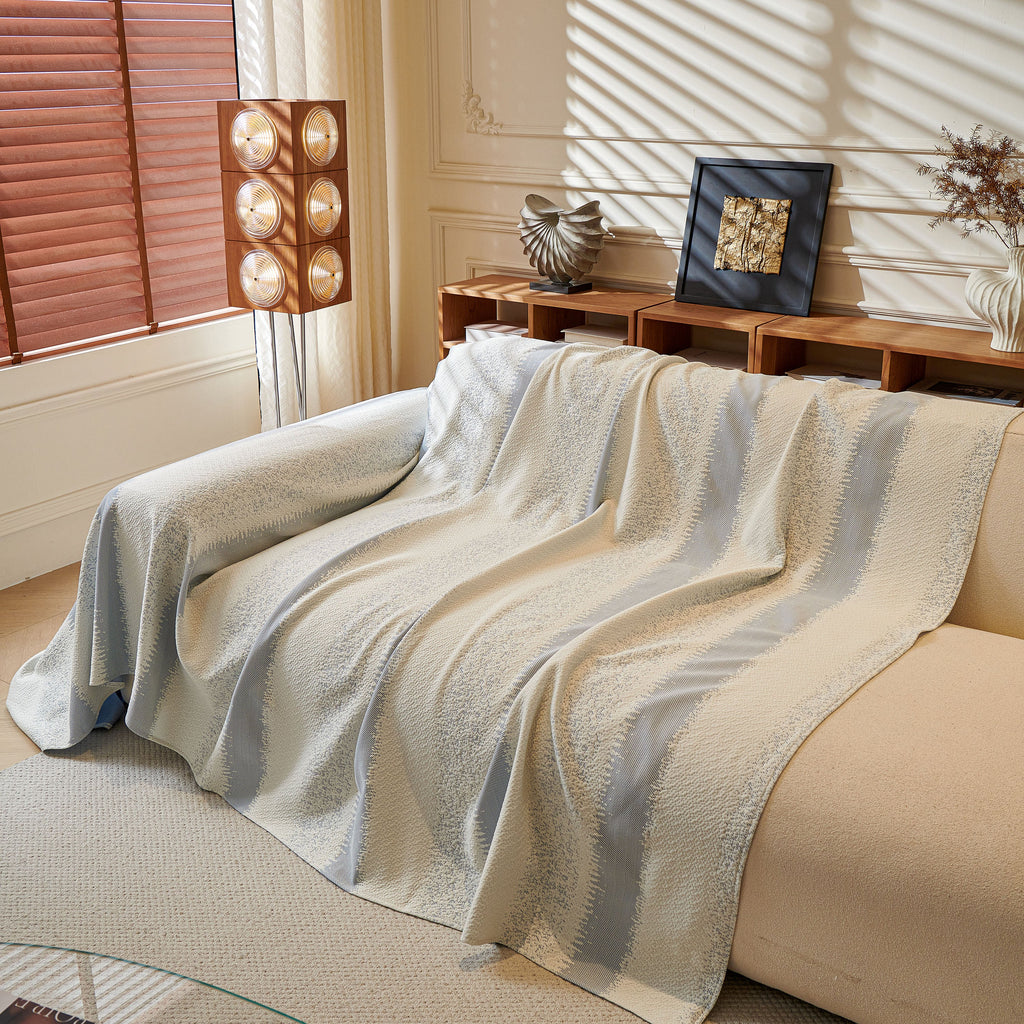 Modern Striped Sofa Throw Blanket, Lightweight Couch Cover for Summer Seating