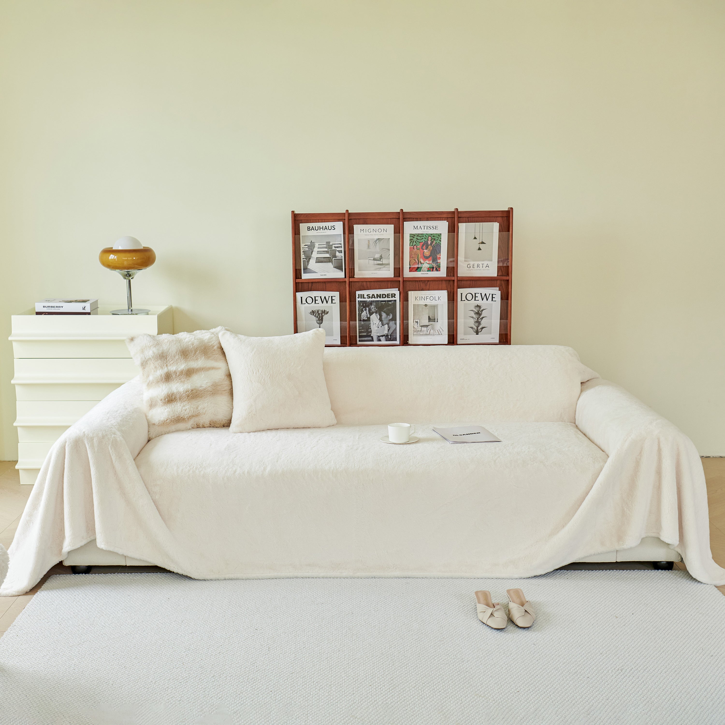 Faux Fur Smooth Plush Comfy Couch Covers, Soft Thicked Durable Blankets and Throws for Sofas