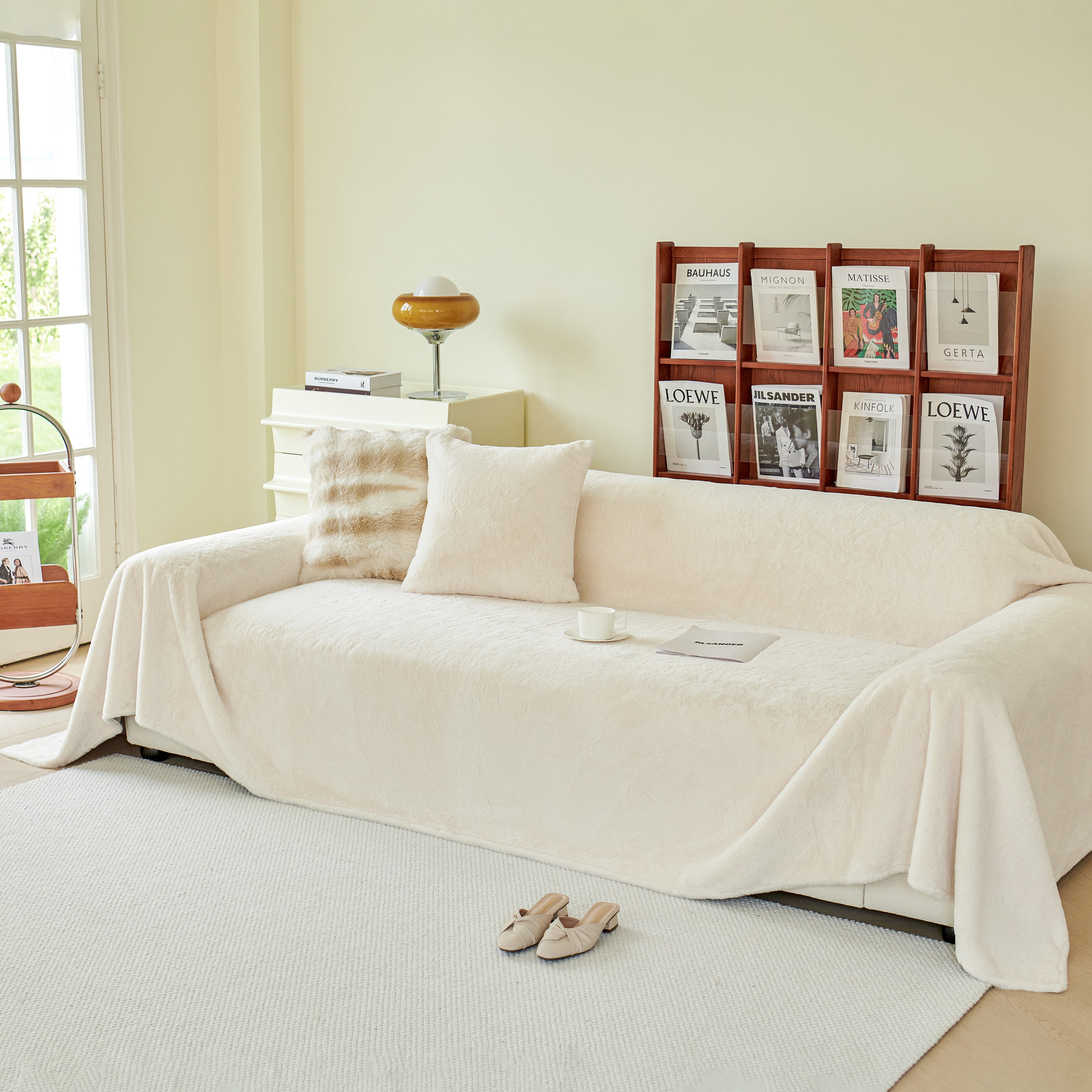 Faux Fur Smooth Plush Comfy Couch Covers, Soft Thicked Durable Blankets and Throws for Sofas