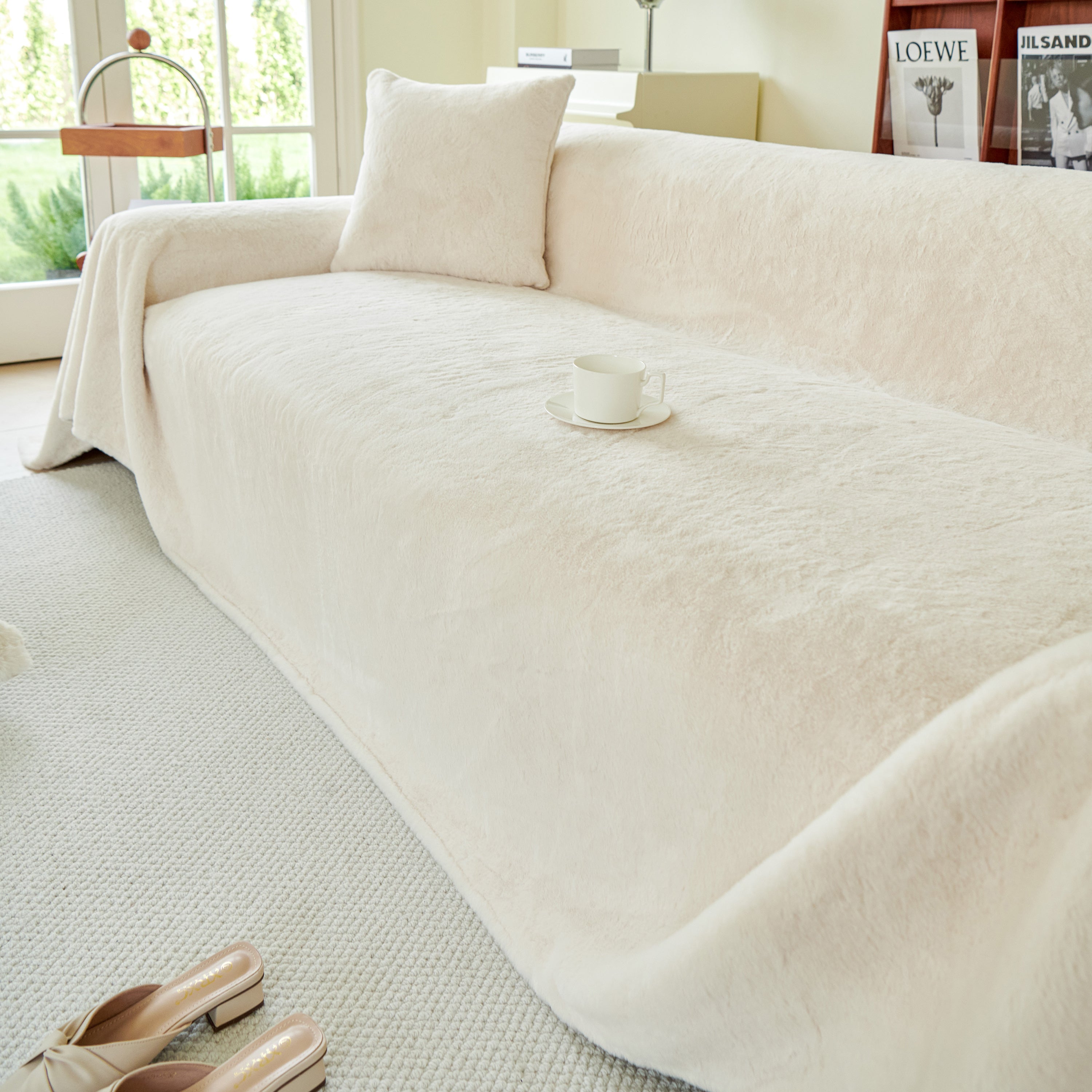 Faux Fur Smooth Plush Comfy Couch Covers, Soft Thicked Durable Blankets and Throws for Sofas
