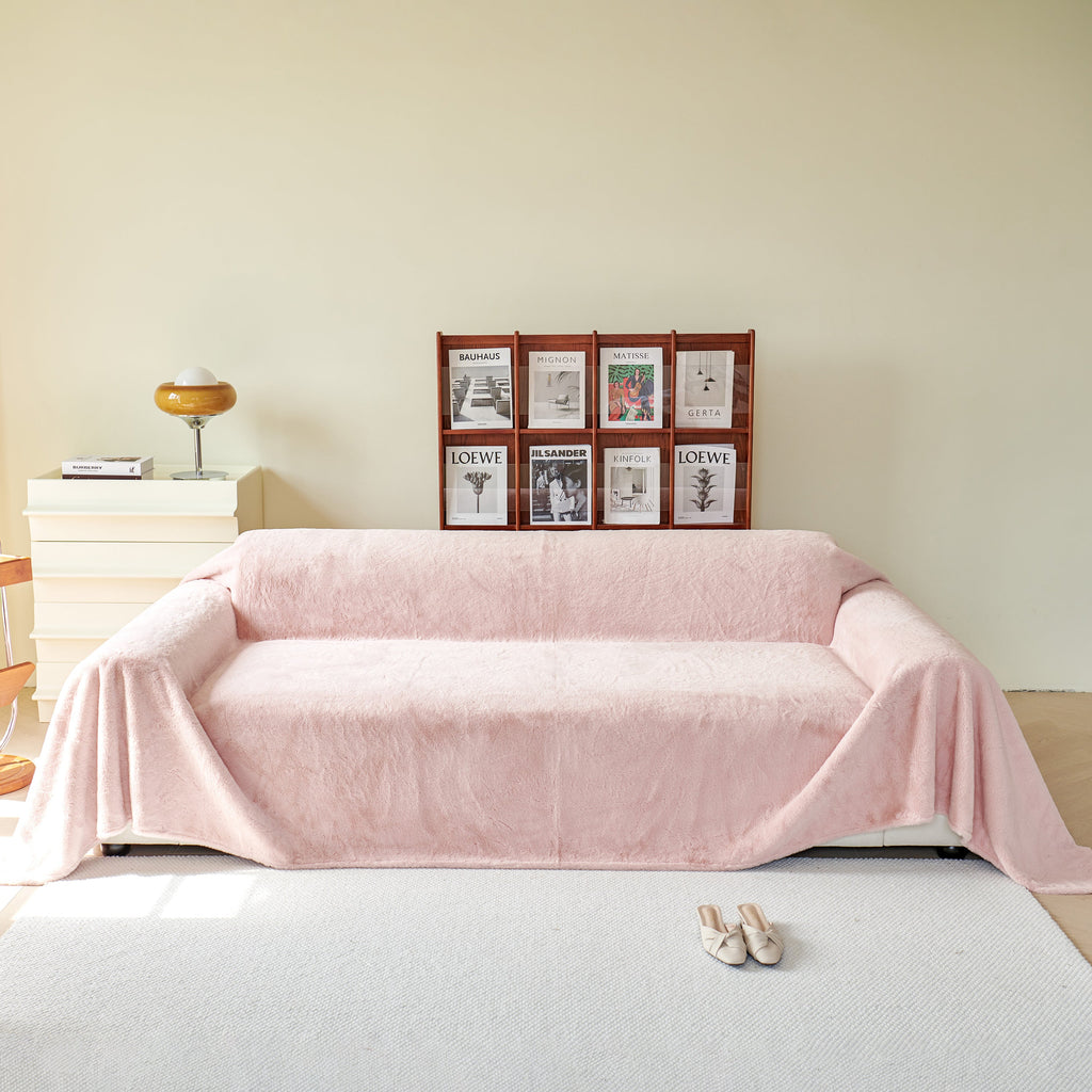 Faux Fur Smooth Plush Comfy Couch Covers, Soft Thicked Durable Blankets and Throws for Sofas