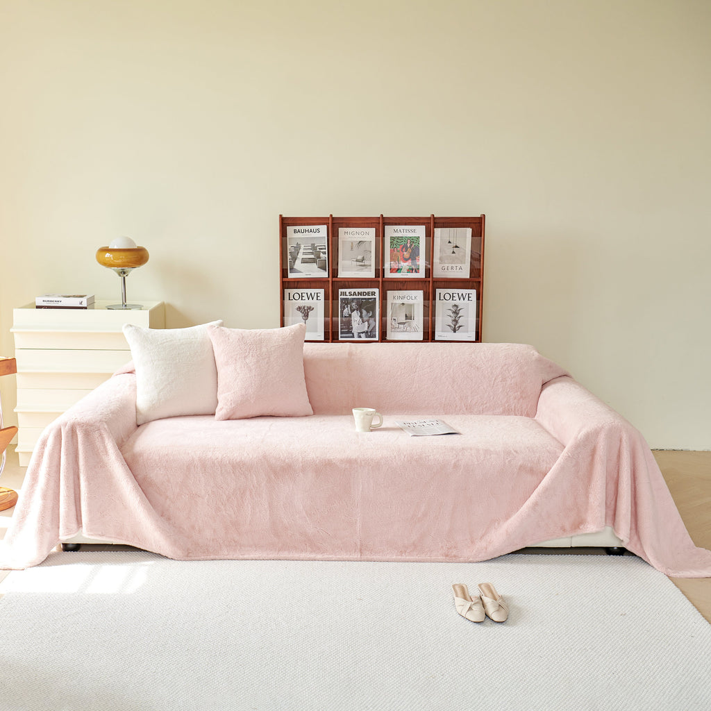 Faux Fur Smooth Plush Comfy Couch Covers, Soft Thicked Durable Blankets and Throws for Sofas