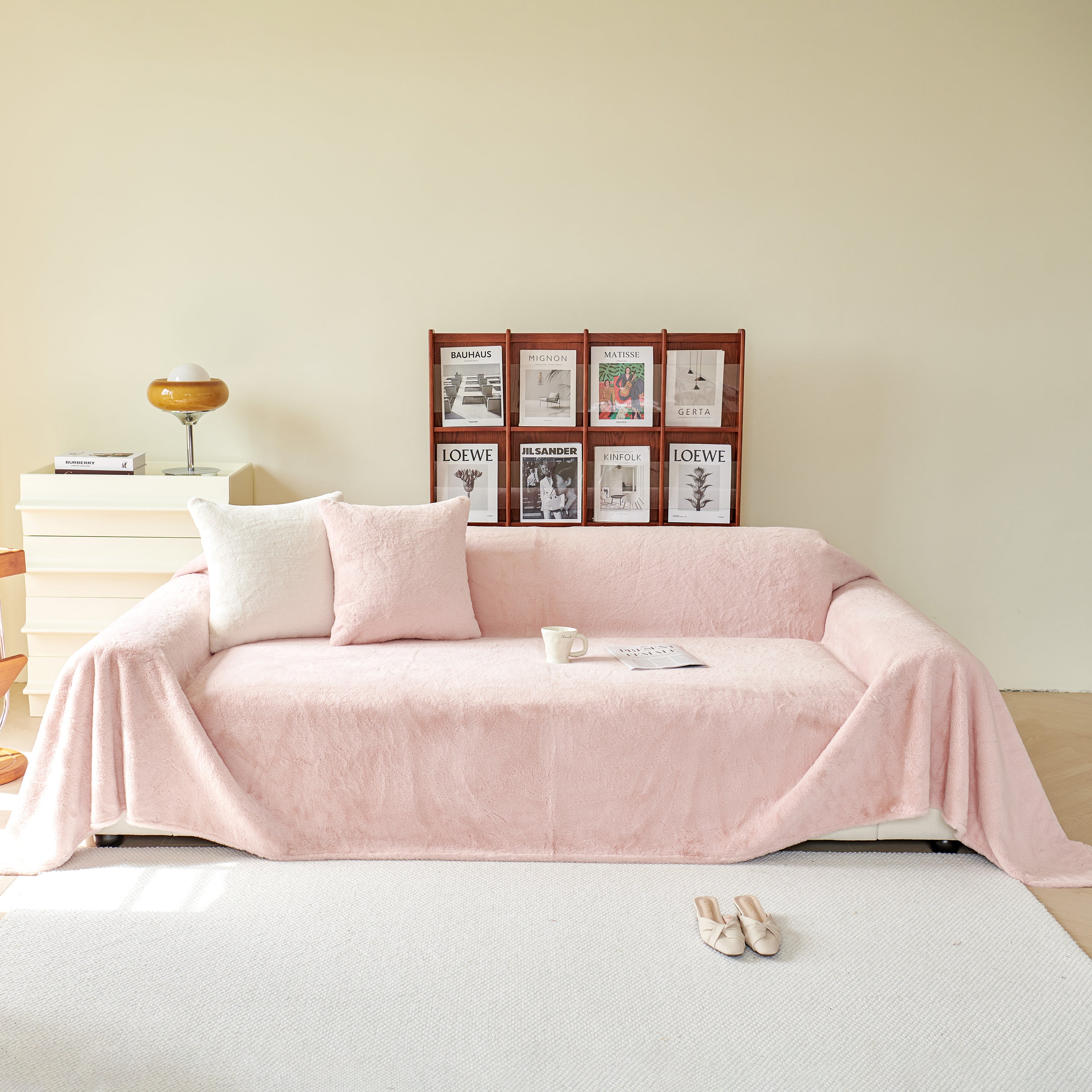 Faux Fur Smooth Plush Comfy Couch Covers, Soft Thicked Durable Blankets and Throws for Sofas