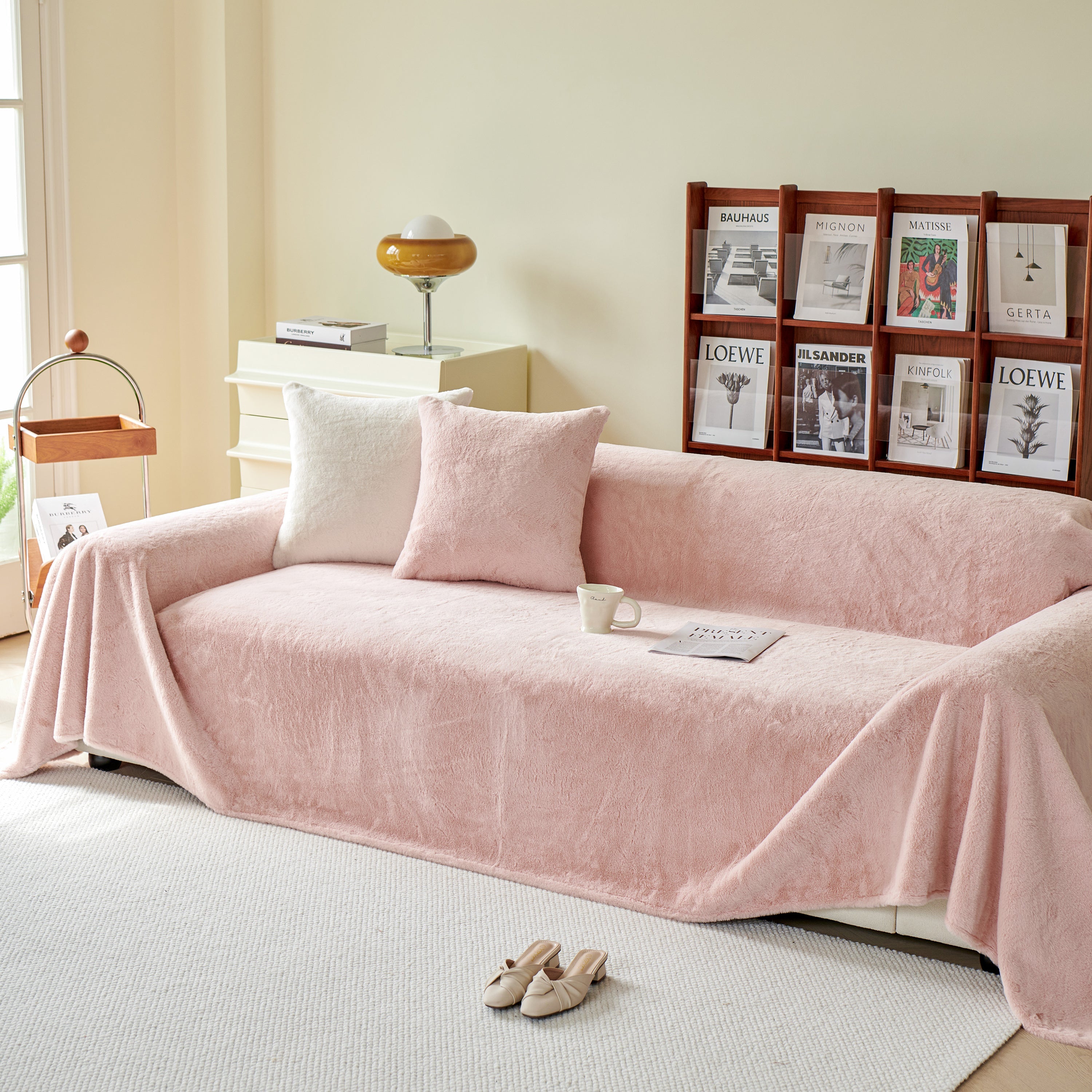 Faux Fur Smooth Plush Comfy Couch Covers, Soft Thicked Durable Blankets and Throws for Sofas