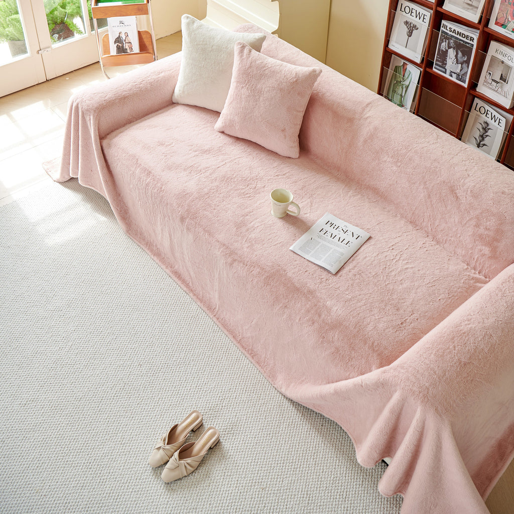 Faux Fur Smooth Plush Comfy Couch Covers, Soft Thicked Durable Blankets and Throws for Sofas