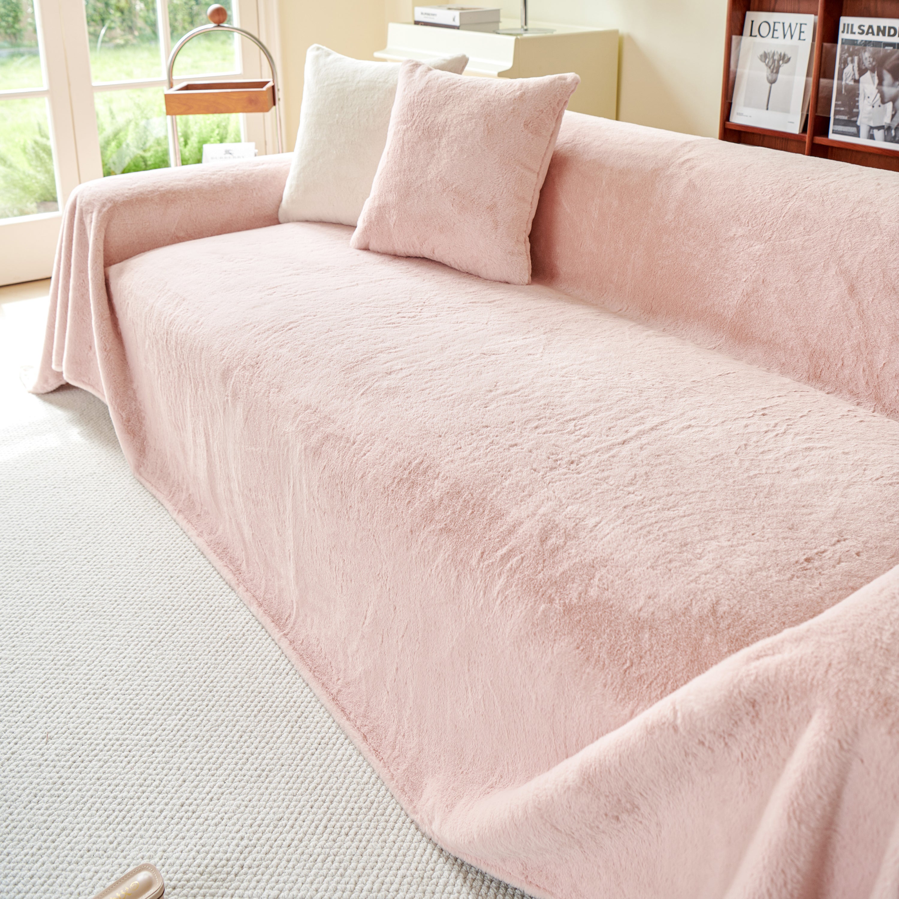 Faux Fur Smooth Plush Comfy Couch Covers, Soft Thicked Durable Blankets and Throws for Sofas