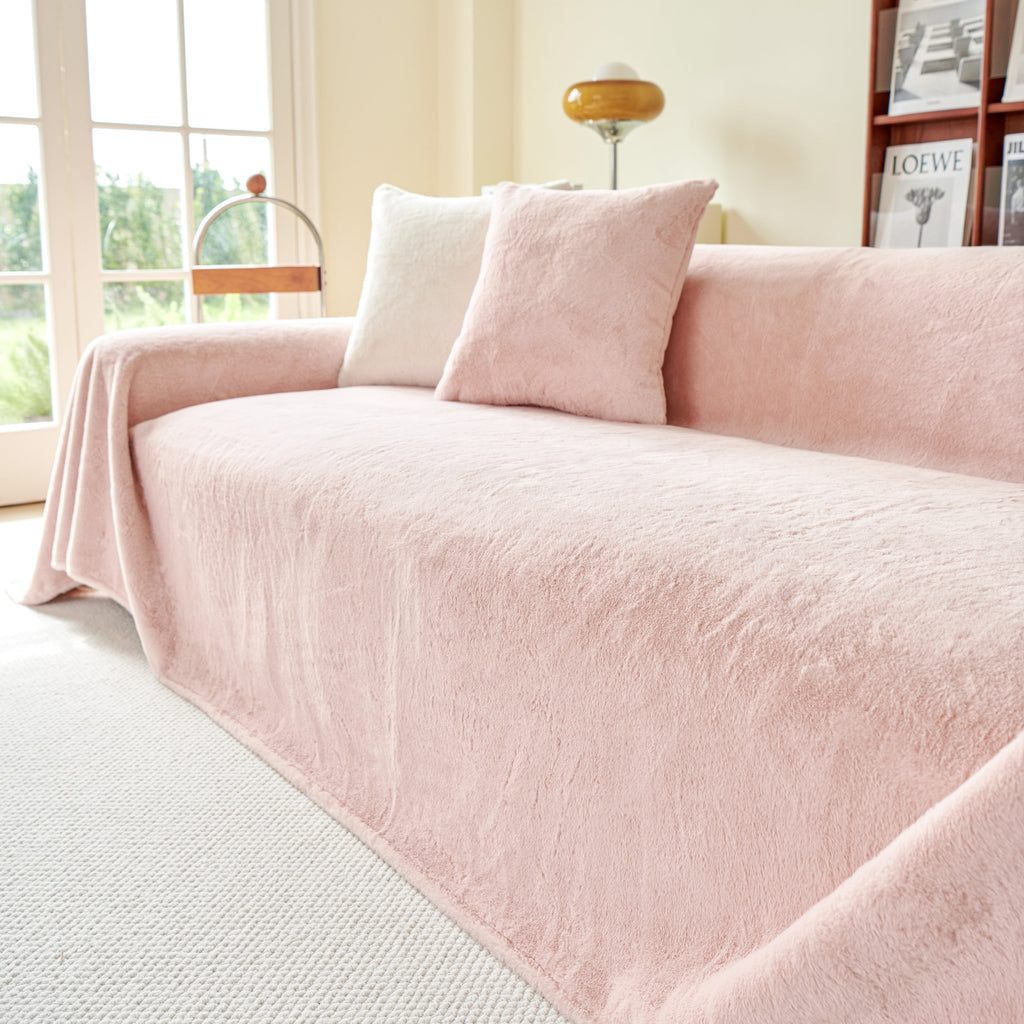 Faux Fur Smooth Plush Comfy Couch Covers, Soft Thicked Durable Blankets and Throws for Sofas