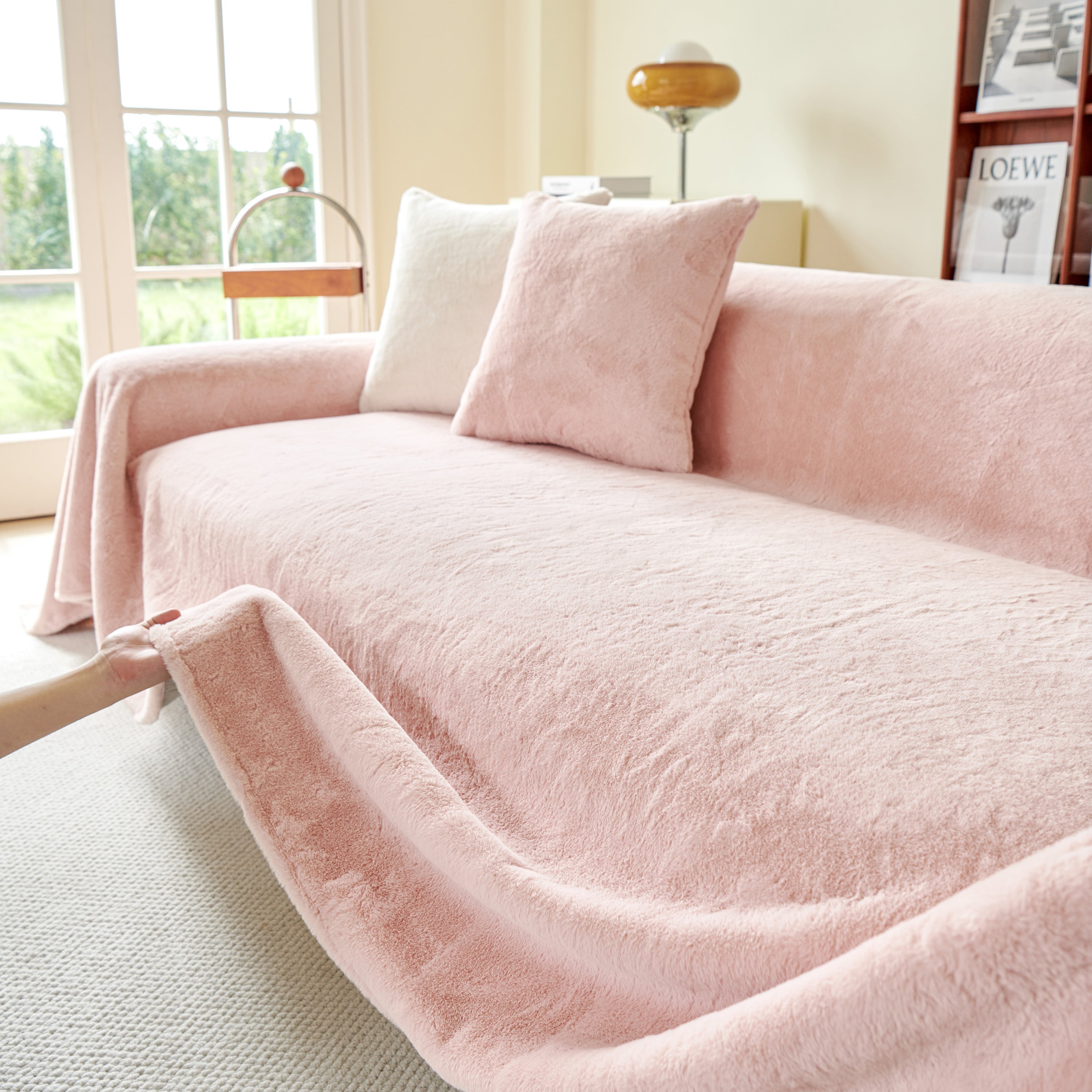 Faux Fur Smooth Plush Comfy Couch Covers, Soft Thicked Durable Blankets and Throws for Sofas