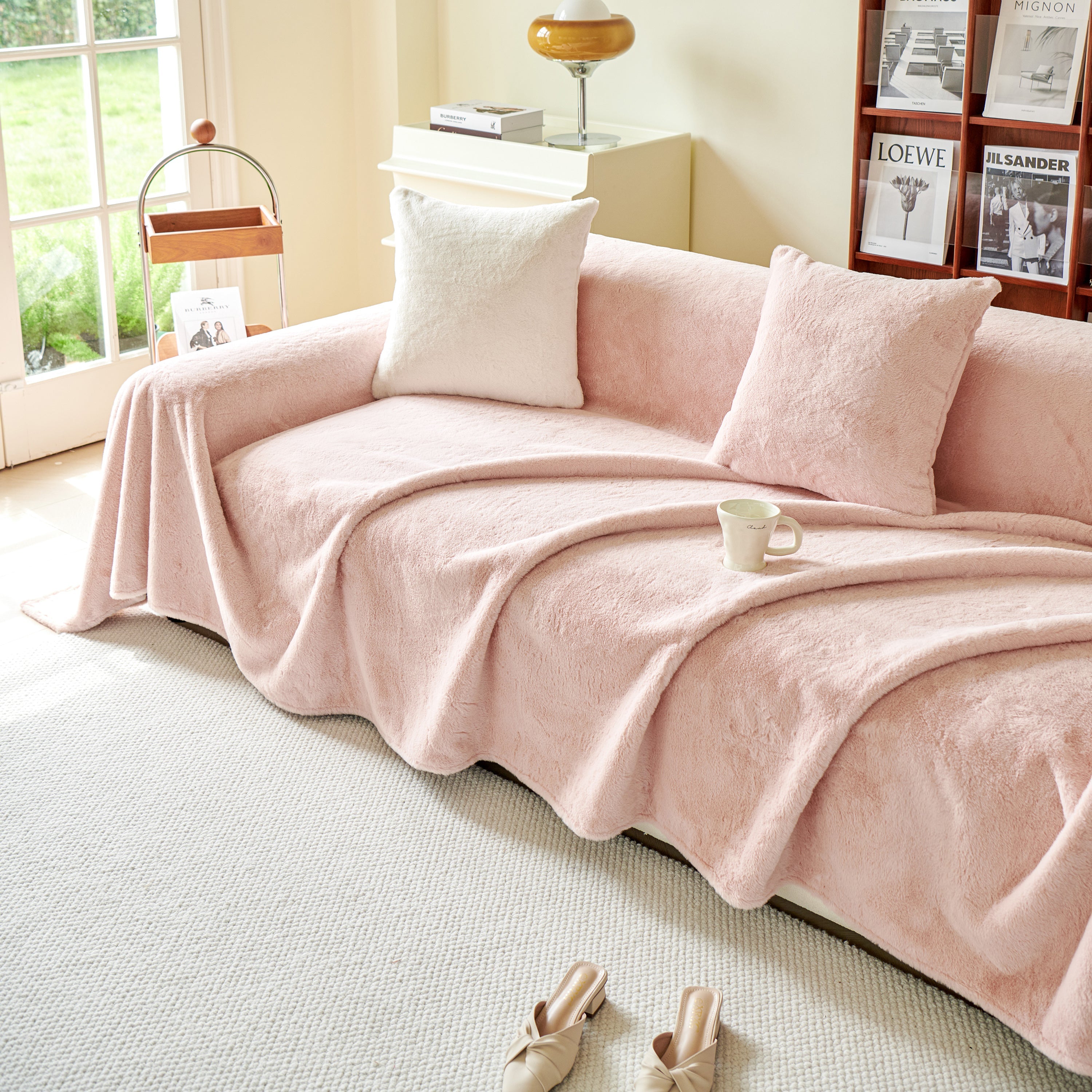 Faux Fur Smooth Plush Comfy Couch Covers, Soft Thicked Durable Blankets and Throws for Sofas