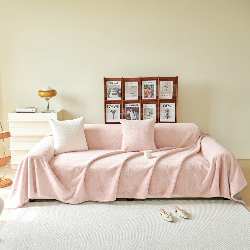 Faux Fur Smooth Plush Comfy Couch Covers, Soft Thicked Durable Blankets and Throws for Sofas